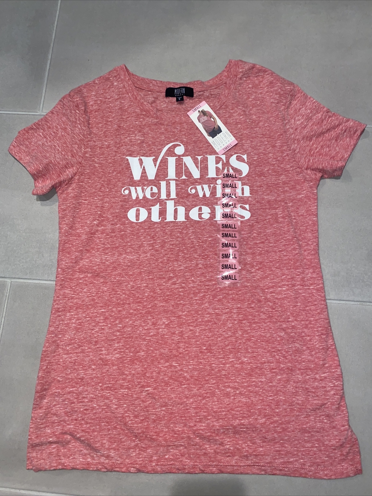 Modern Canvas Ladies Statement Tee, Size Small, Red