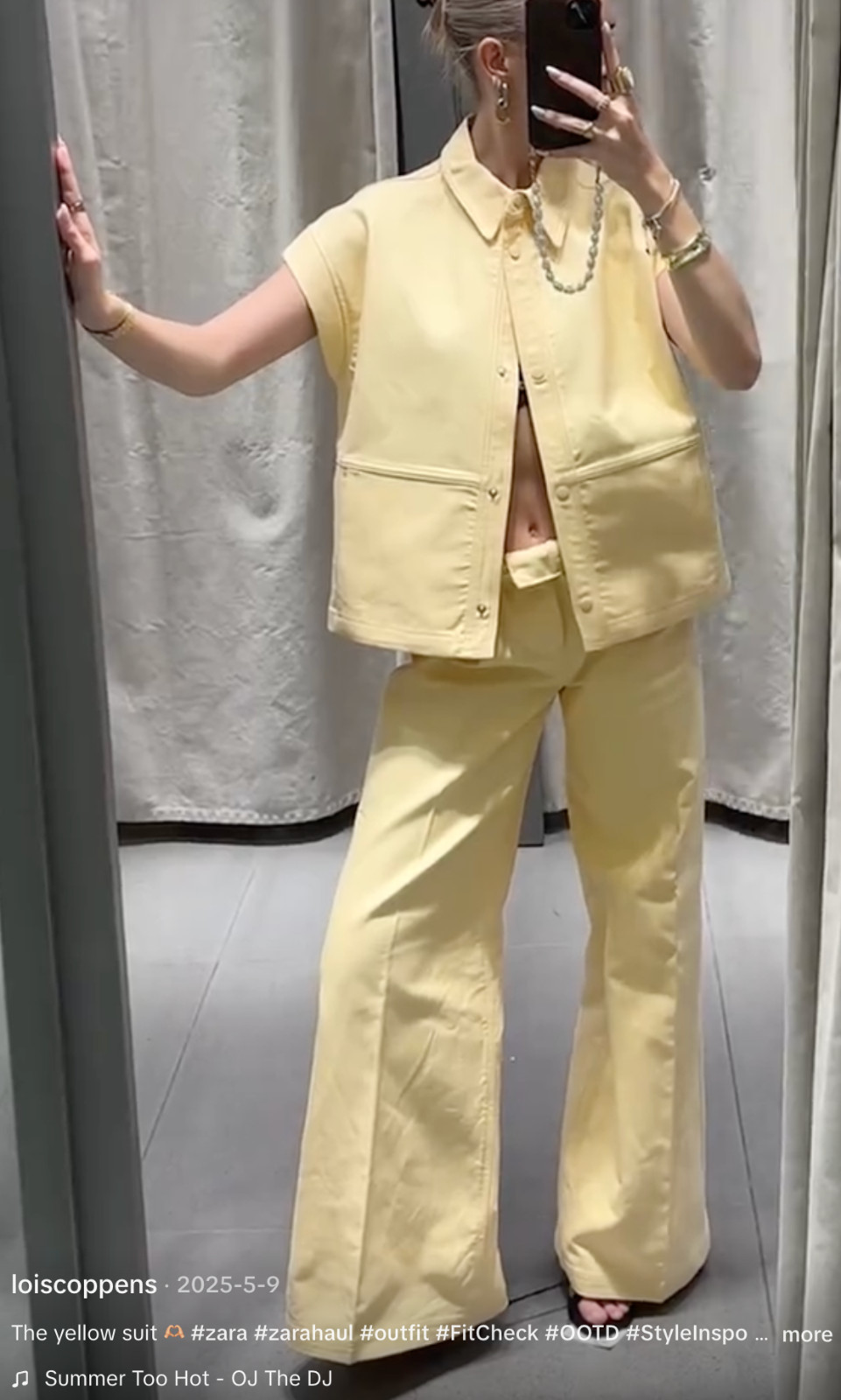 Zara Womens Wide Leg Pants trousers Hi Rise EU 36 US 4 Yellow 5216/064 NWT