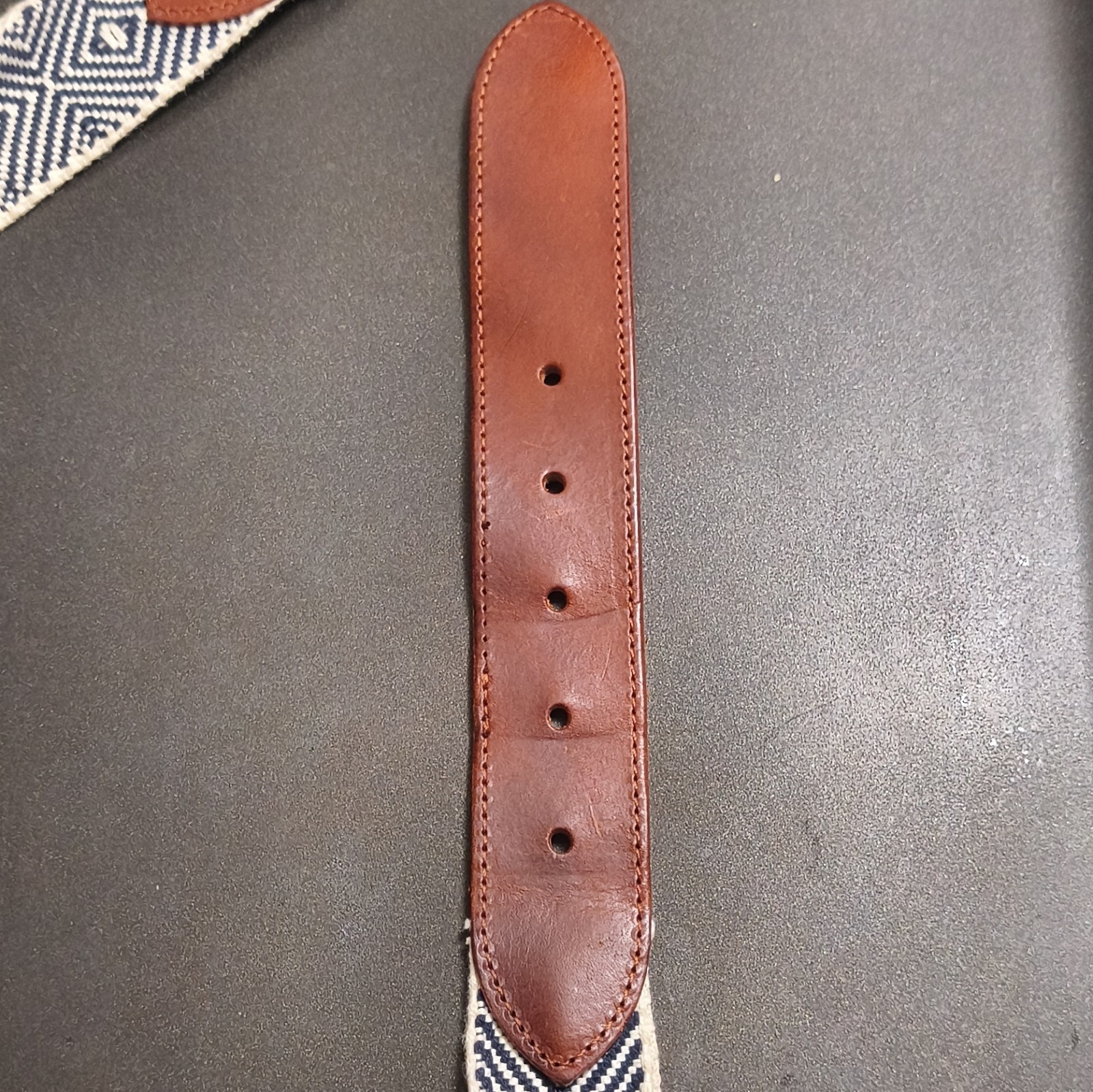 Peter Millar Men’s Belt Size 40 Brown Blue/White Geometric 1.5in Buckle Italy