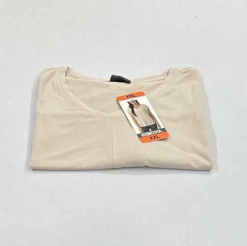 32 Degrees Cool Women’s Soft Luxe Short Sleeve V-Neck Tee, Tan, XXL