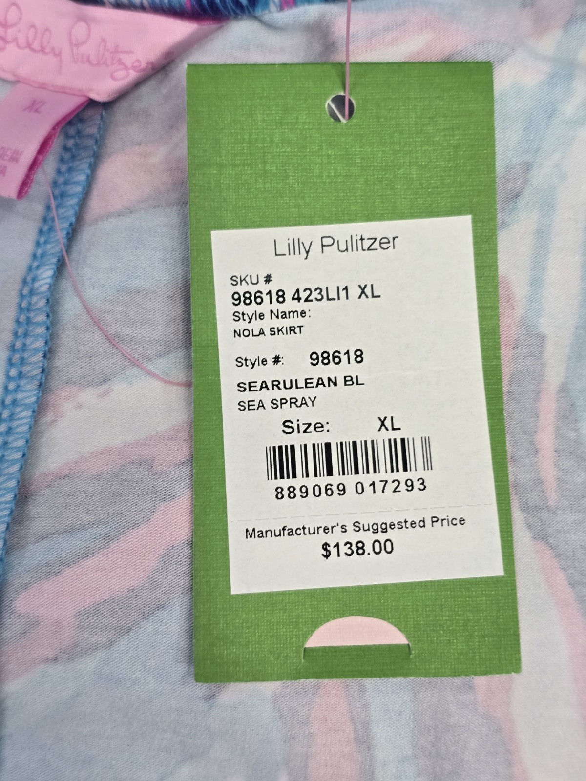 Lilly Pulitzer Nola Skirt Maxi Multicolor Searulean Sea Spray XL NWT Style 98618