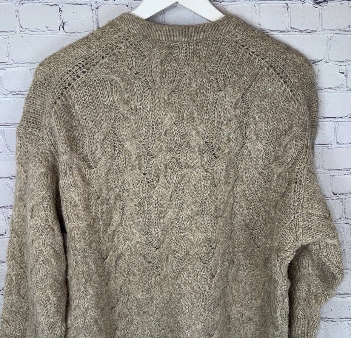 THEORY Women’s Alpaca Soft Cable Knit Cardigan Sweater Beige Size Small