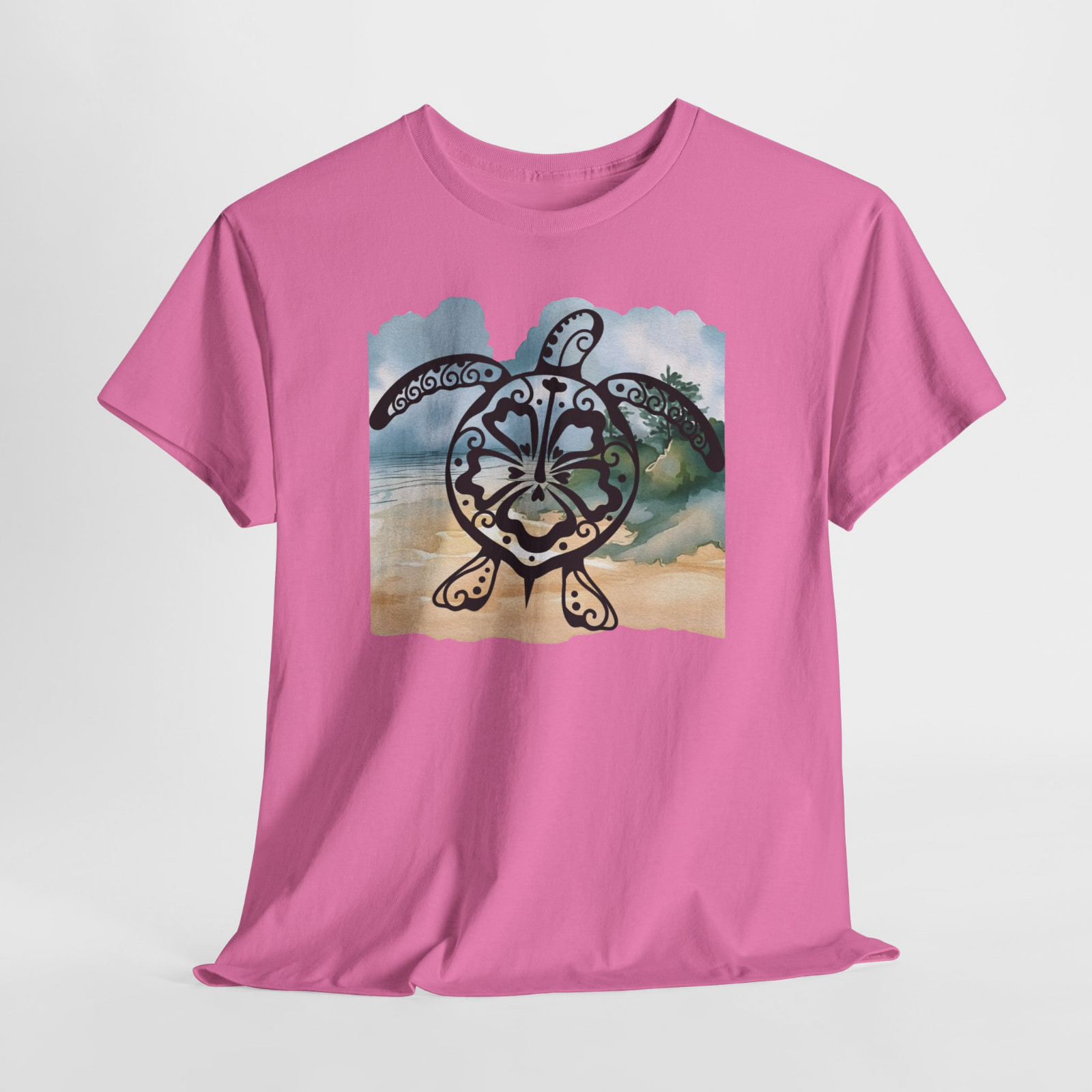 Sea Turtle Blue Beach Ocean Sand Graphic T Shirt Tee Top S-XL, Plus 2X 3X 4X 5X