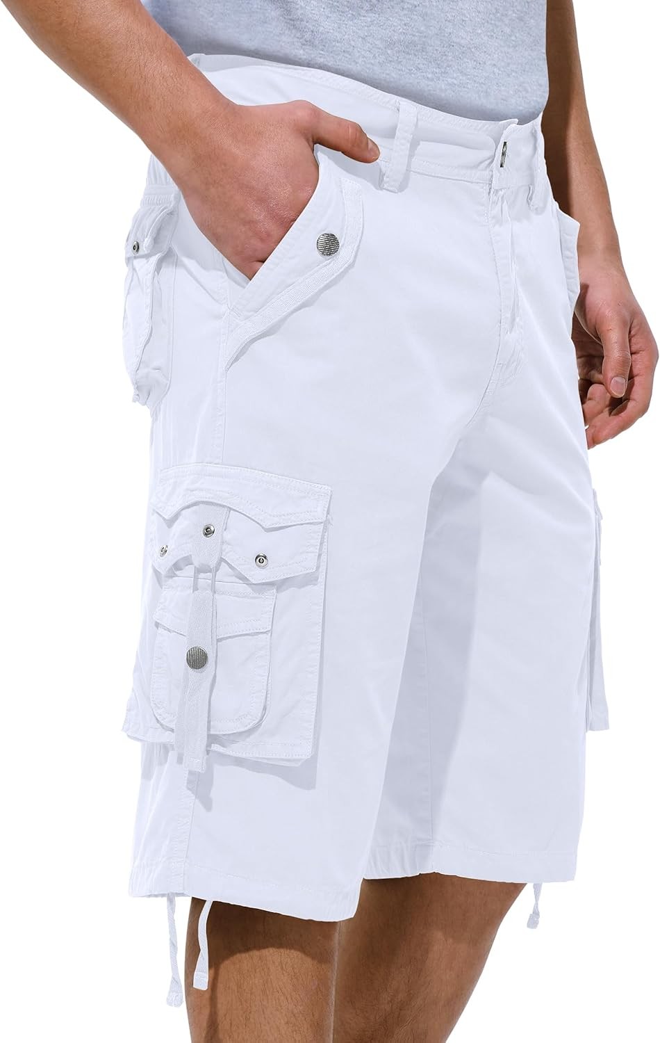 Mens Relaxed Fit Cargo Shorts Below Knee Multi Pocket Outdoor Hiking Casual Wear