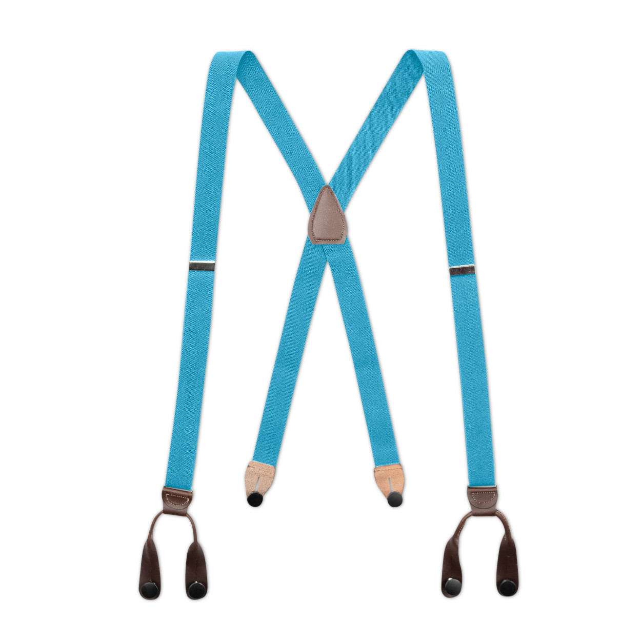 Men’s Suspenders – Button-On with Leather Ears and Goldtone Metal, USA Made