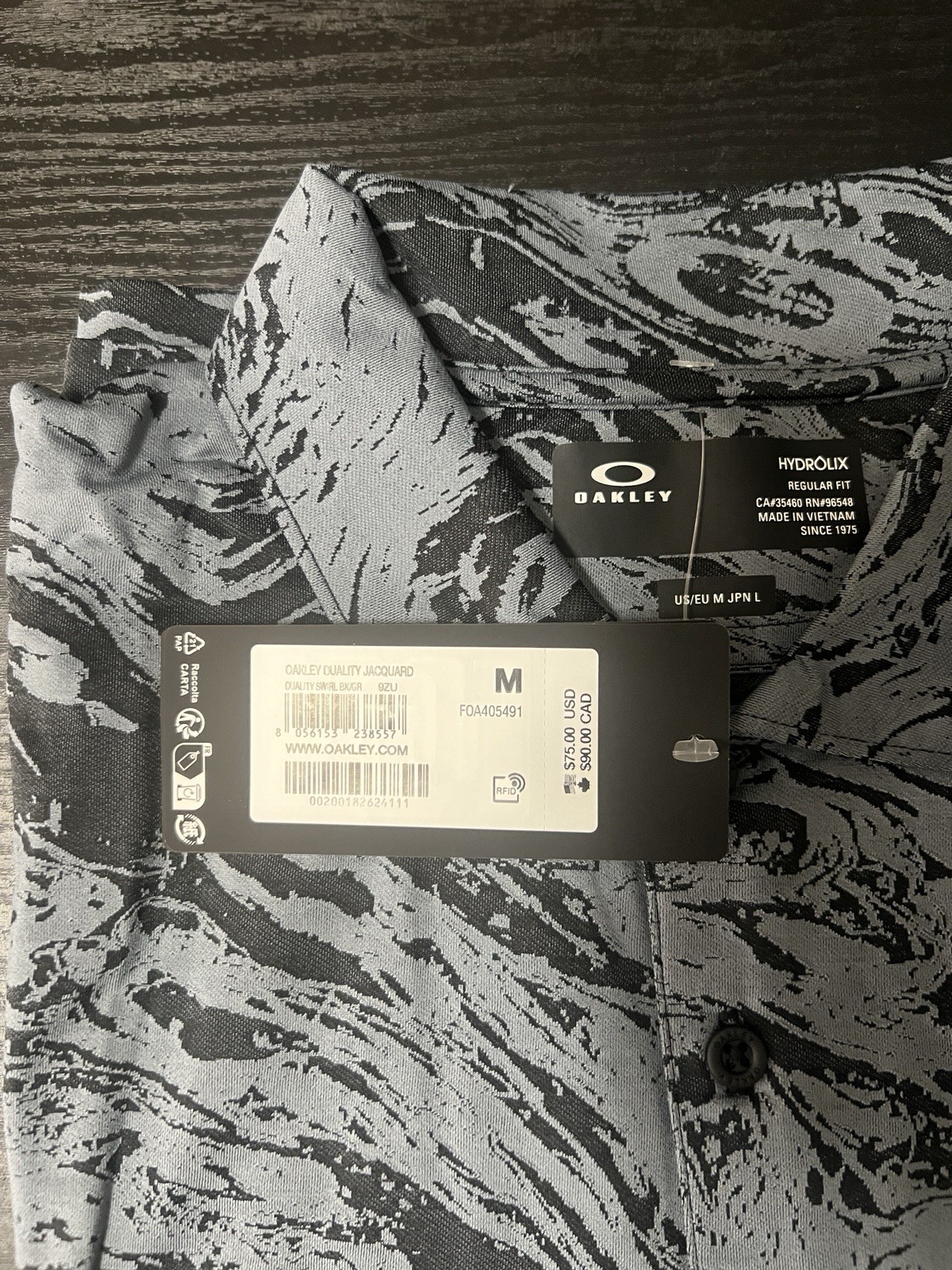 size:Medium🔥Oakley Duality Jacquard Golf Polo Hydrolix Moisture Managment UPF50