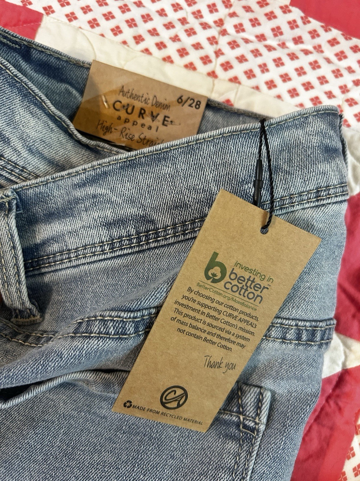 Cure Apparel Women’s High-Rise Straight Blue Denim Jeans 5-Pocket Logo Zip
