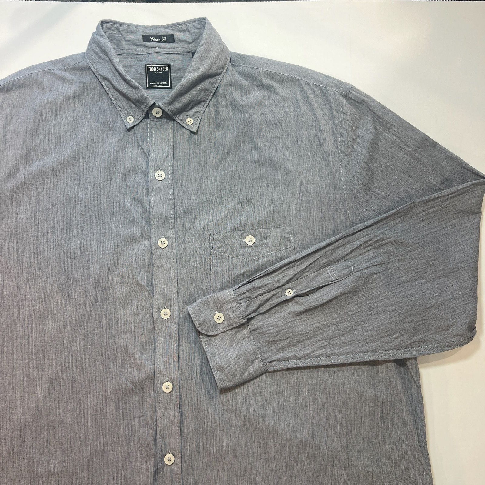Todd Snyder Men’s XL Classic Fit Long Sleeve Chambray Stripe Button Down Shirt