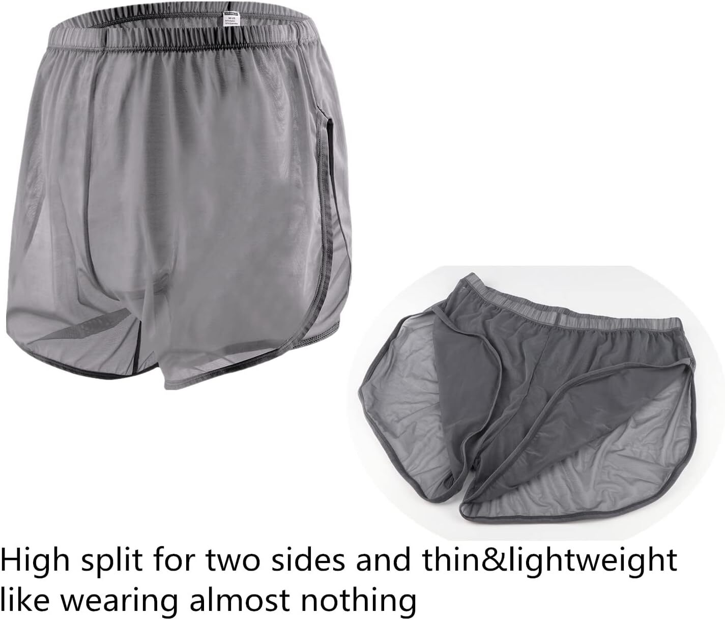 Men’s Boxer Shorts Loose Split Side Mesh See-Through Breathable Underwear Boxers