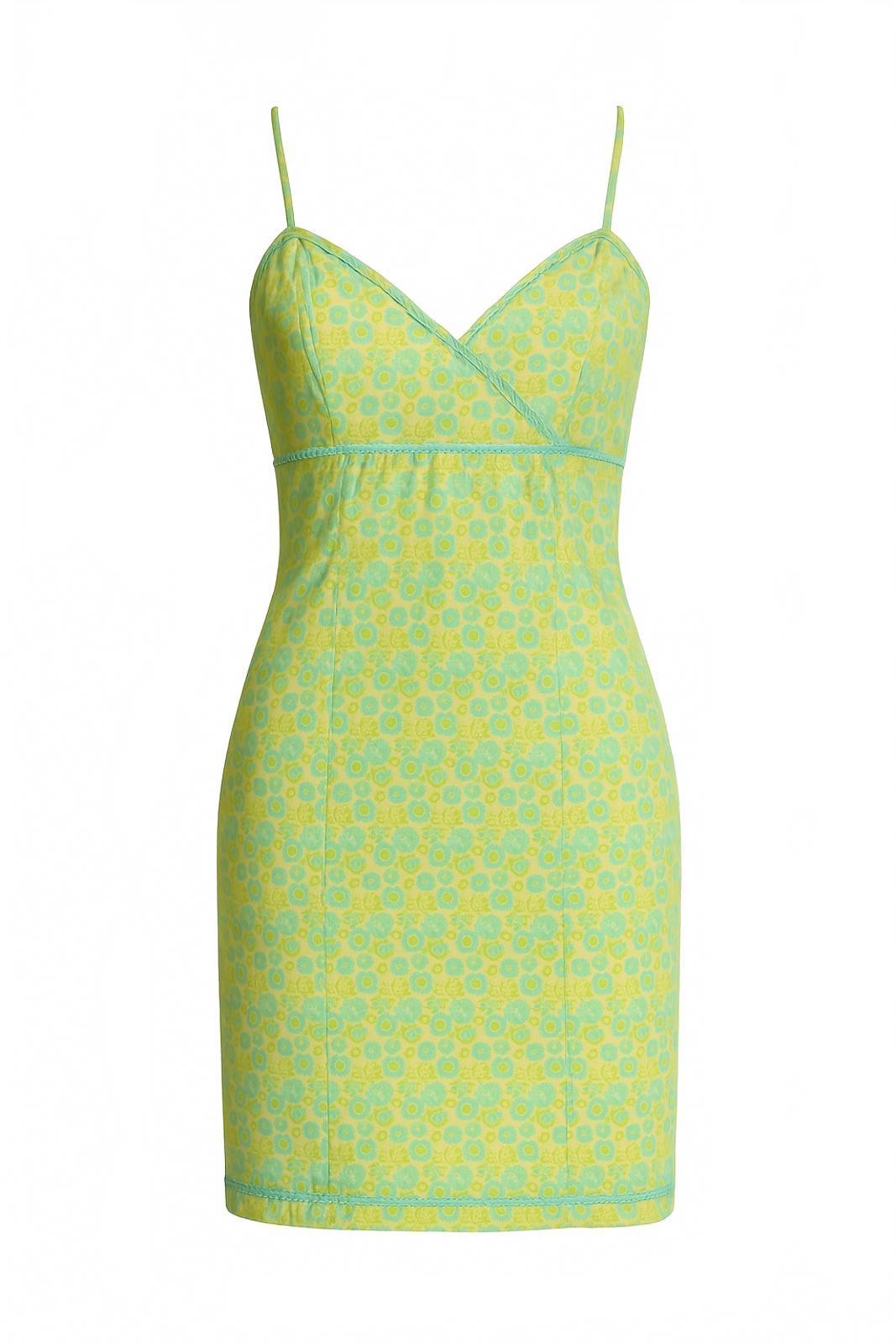 Light Green Floral Y2K Cottagecore Mini Sundress Spaghetti Strap Empire Waist