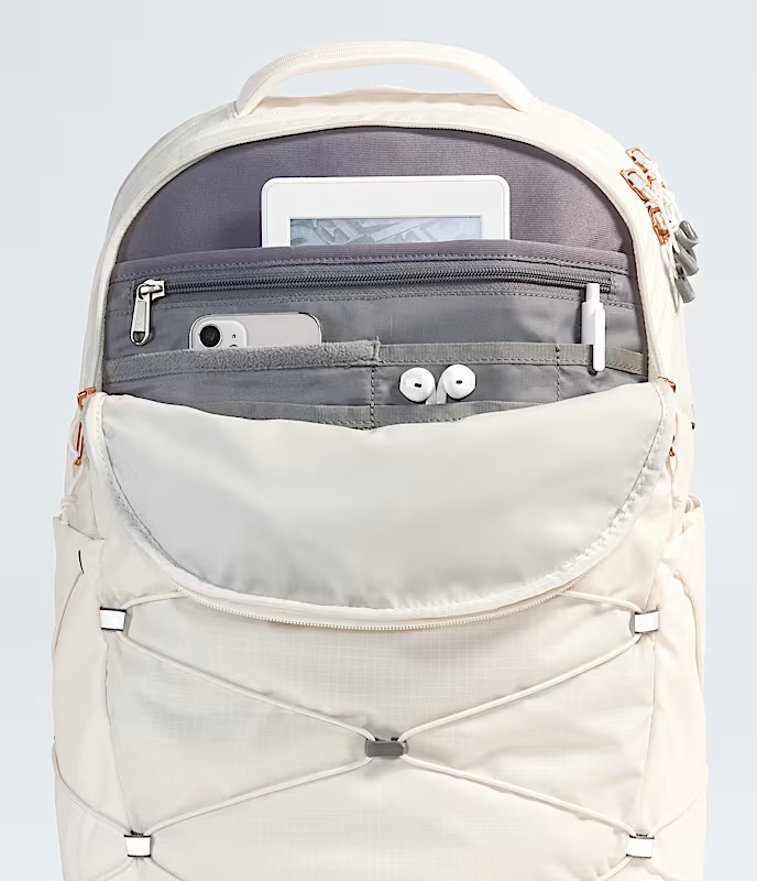 The Northface Women’s Borealis Luxe Backpack – Gardenia White/Burnt Coral Metal