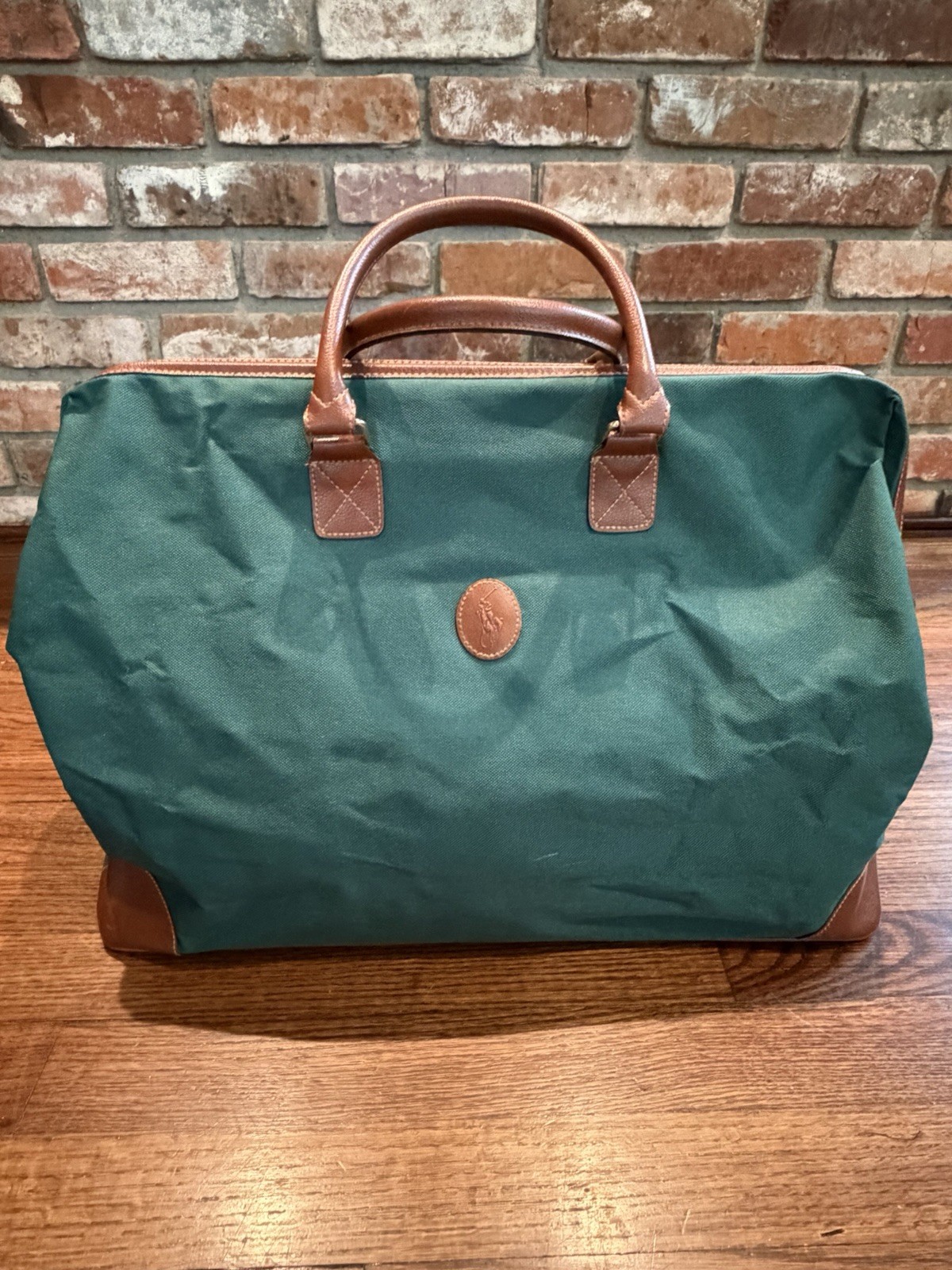 Vintage Ralph Lauren Weekender Duffle Bag 80’s-90’s Green Canvas Travel Tote