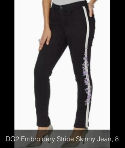 DG2 Diane Gilman Stretch Embroidered Stripe Skinny Jeans Pants – Choose Sz Color