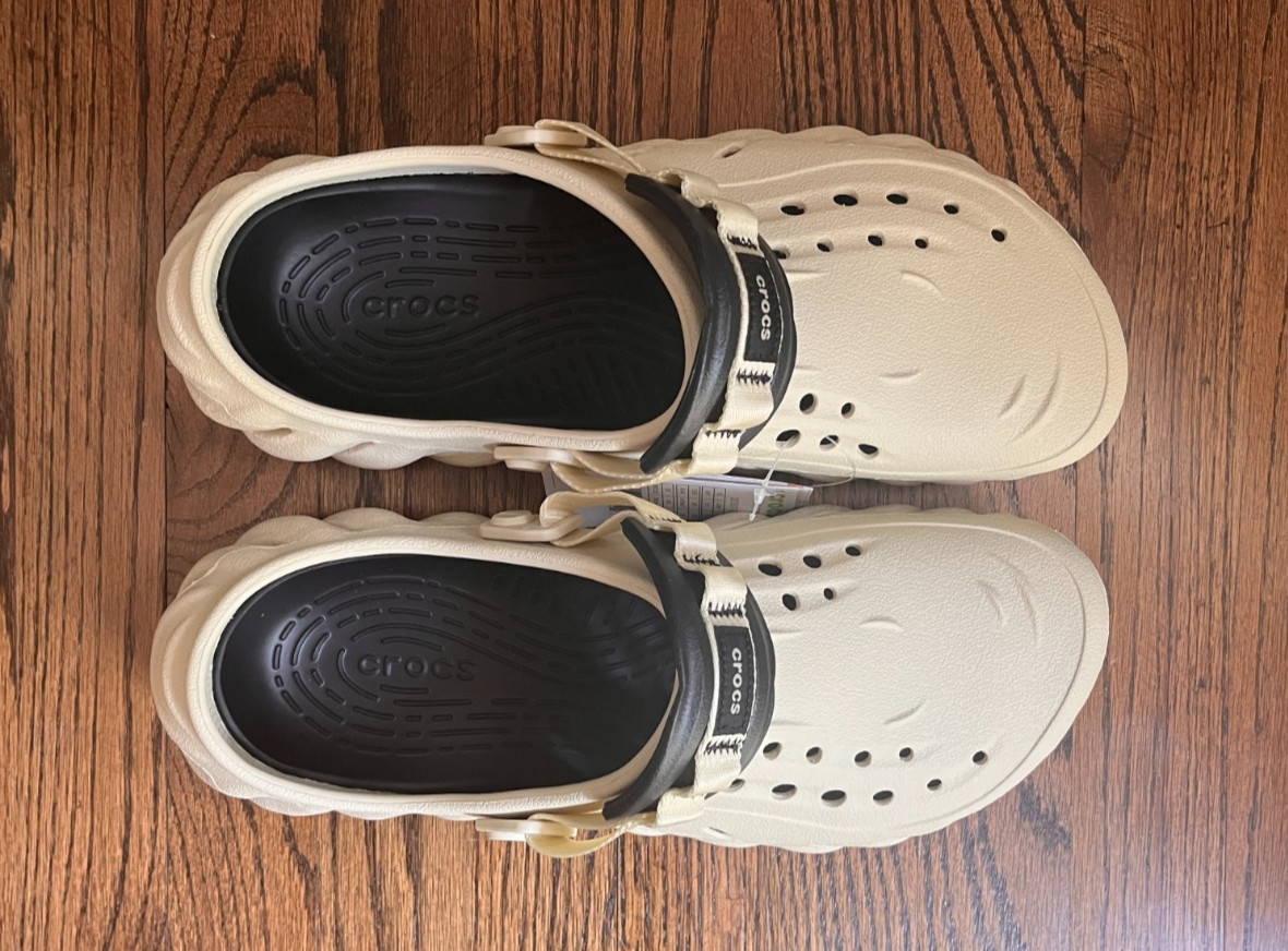 Crocs Bone (Off-White) / Black Echo Clogs US Men 9, 11 NWT