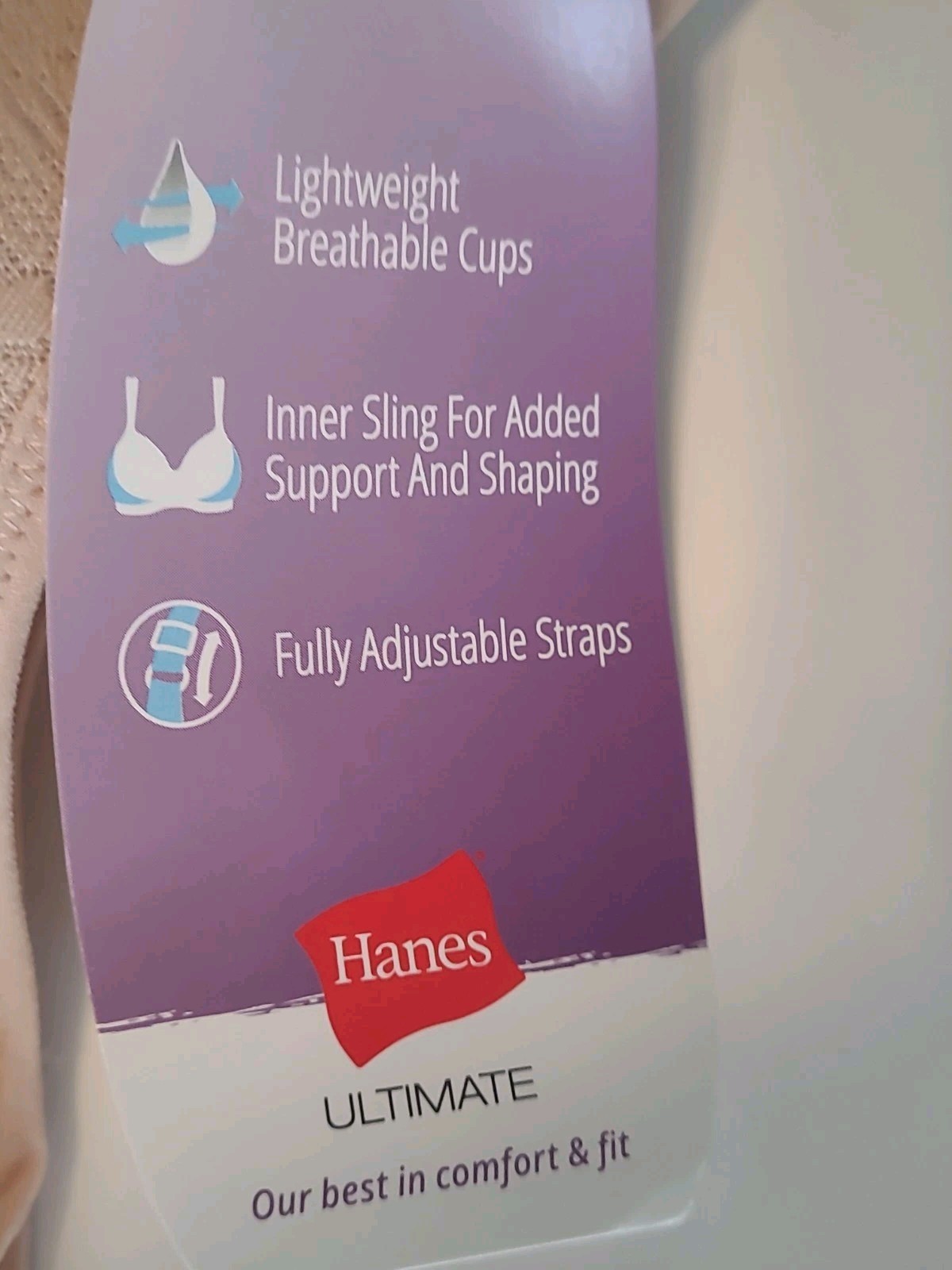 New 40B Hanes ComfortLite Wired Beige Tan $38 Breathable Cups Summer T Shirt Bra