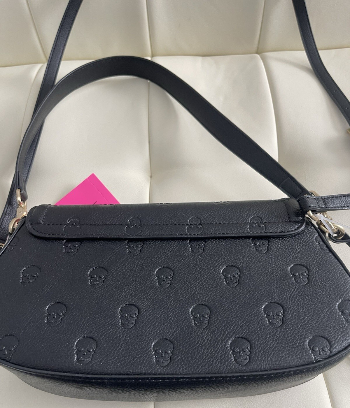 New Betsey Johnson Embossed Skull Shoulder Crossbody Bag Handbag XO Marci Black