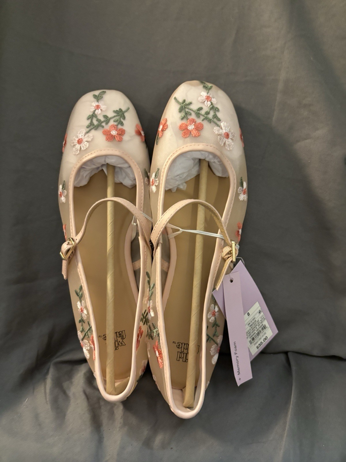 NWT Size 8 Wild Fable SKU SDR Flat Ballet Shoes With Floral Print Buckle Closure