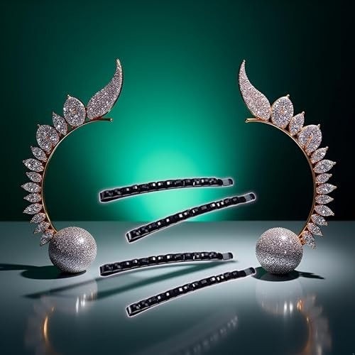 4Pcs Black Rhinestone Hair Clips – Shiny Crystal Barrettes and Bobby Pins |