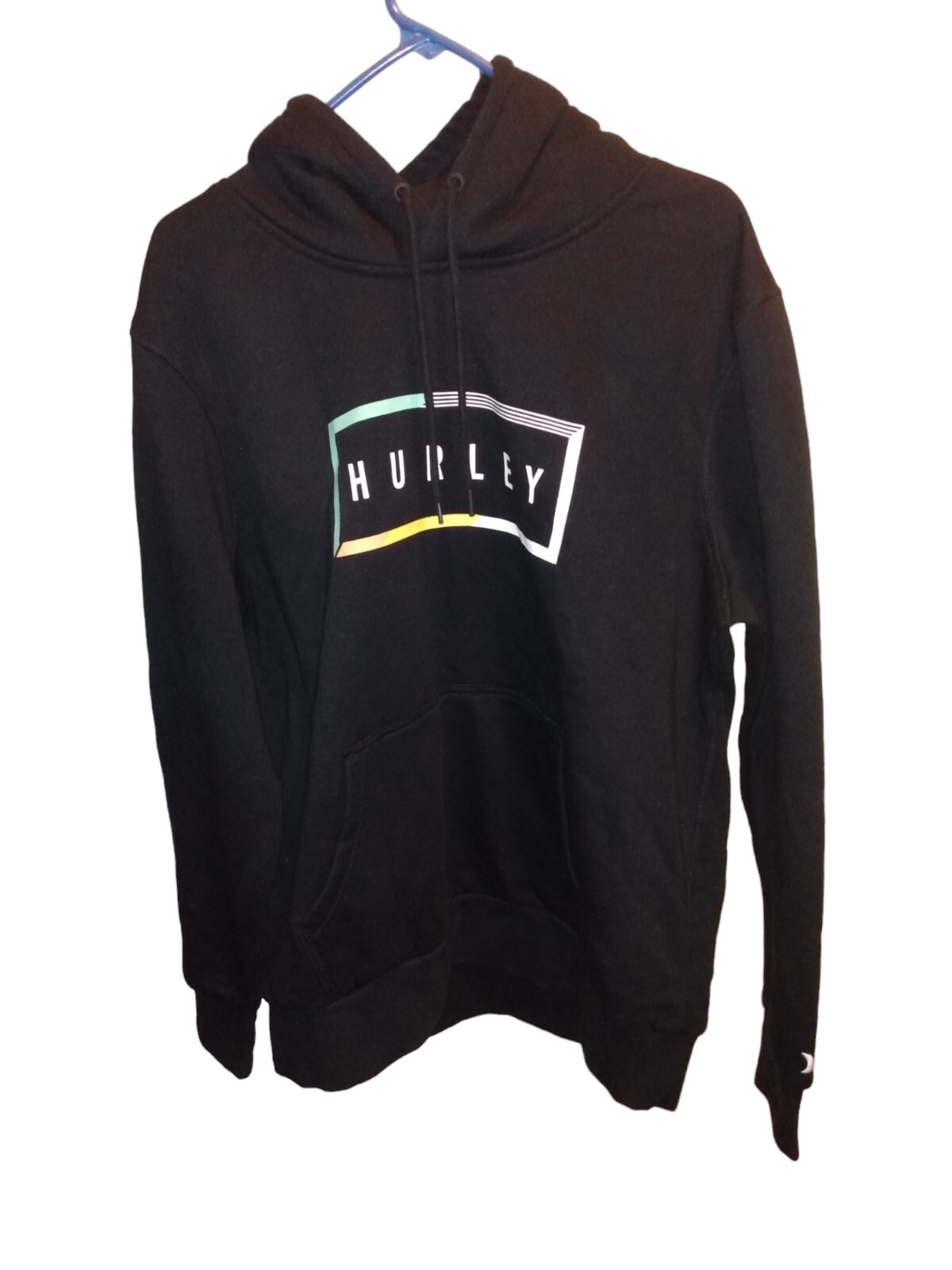 Hurley Hoodie Sweatshirt Men’s Large Black Pullover Fleece Graphic Skate Grunge