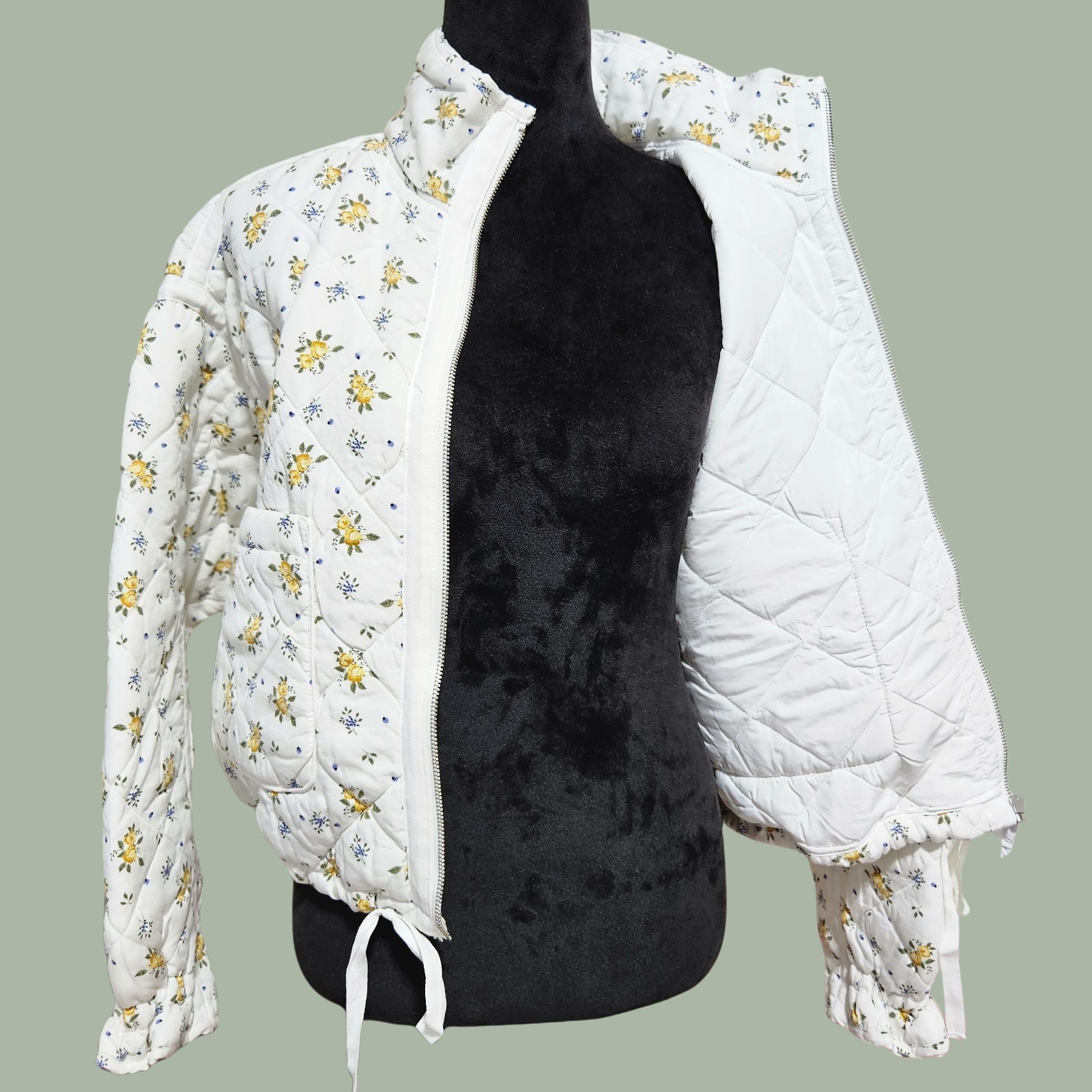 BLANKNYC Jacket Small Quilted Cropped Sun Bathed Floral Retro Cottagecore Fall!