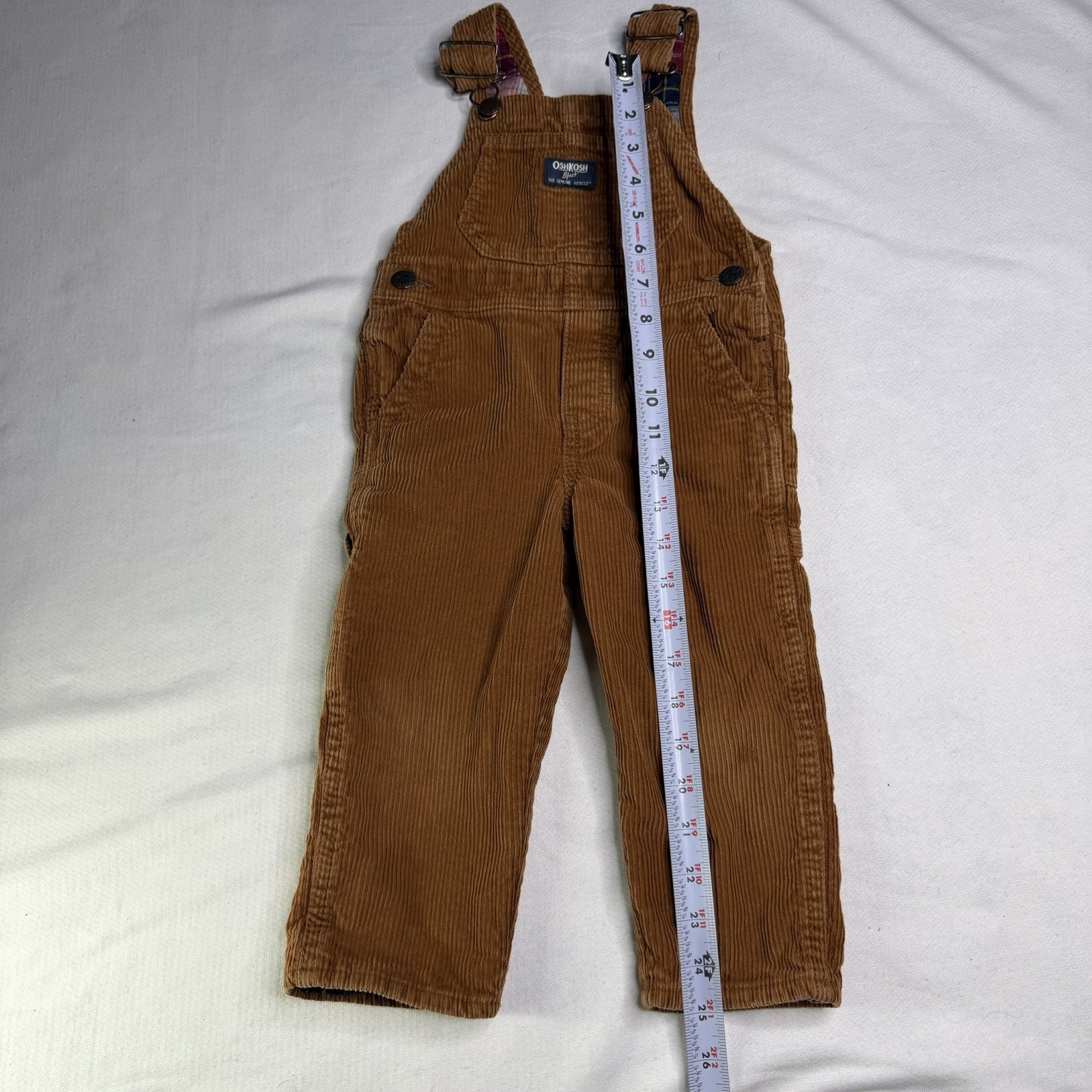 OshKosh B’gosh Baby Overalls Brown Corduroy 2T Infant Boy Girl Snap Legs Vintage