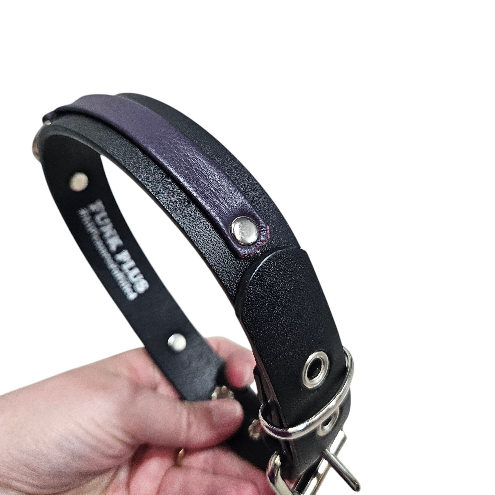 Funk Plus Choker Collar Buckle O-Ring Studded Black Purple Men’s