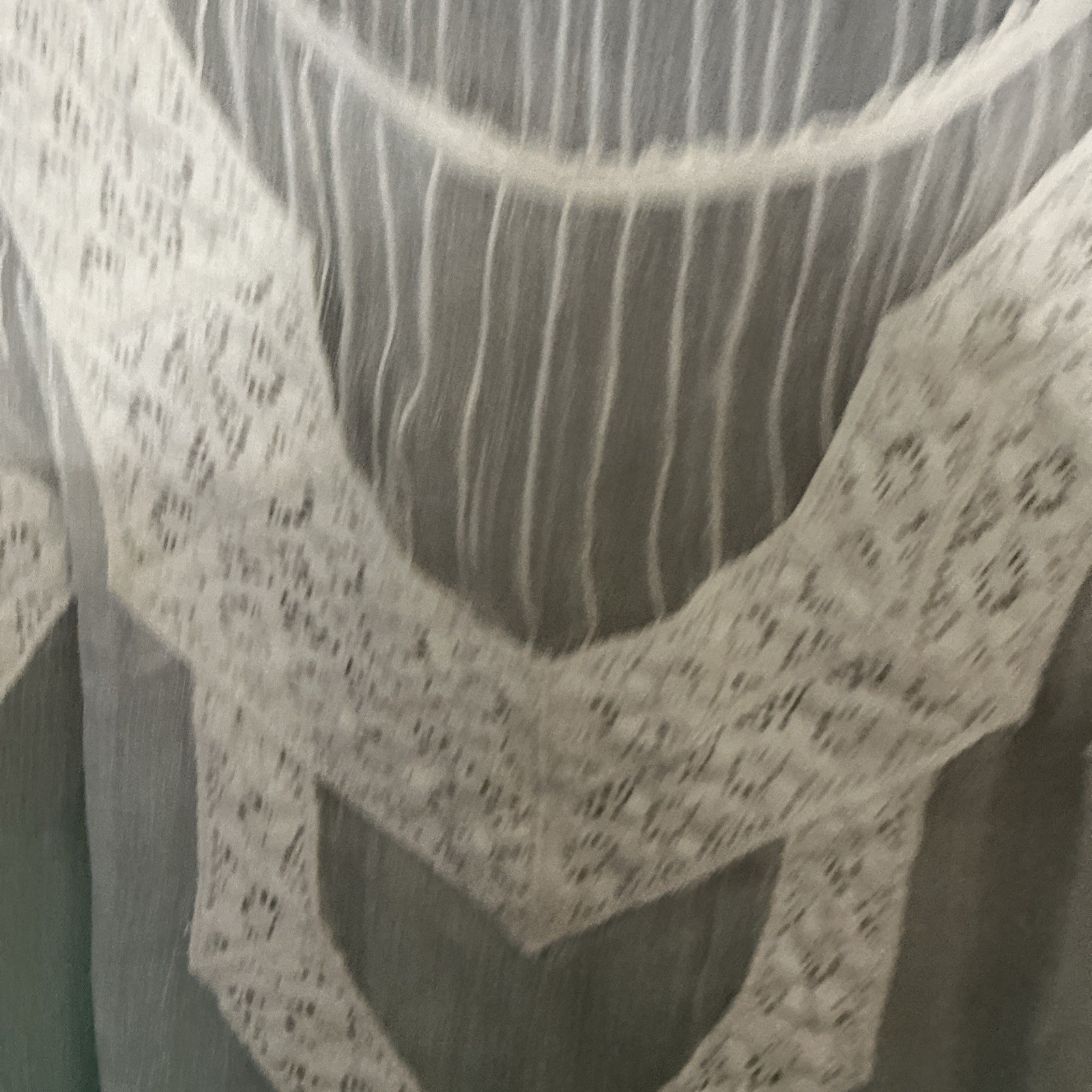 Guess Ombré Aqua &White Long Sleeve Ultra Sheer Crochet Detail Tunic – Size Sm