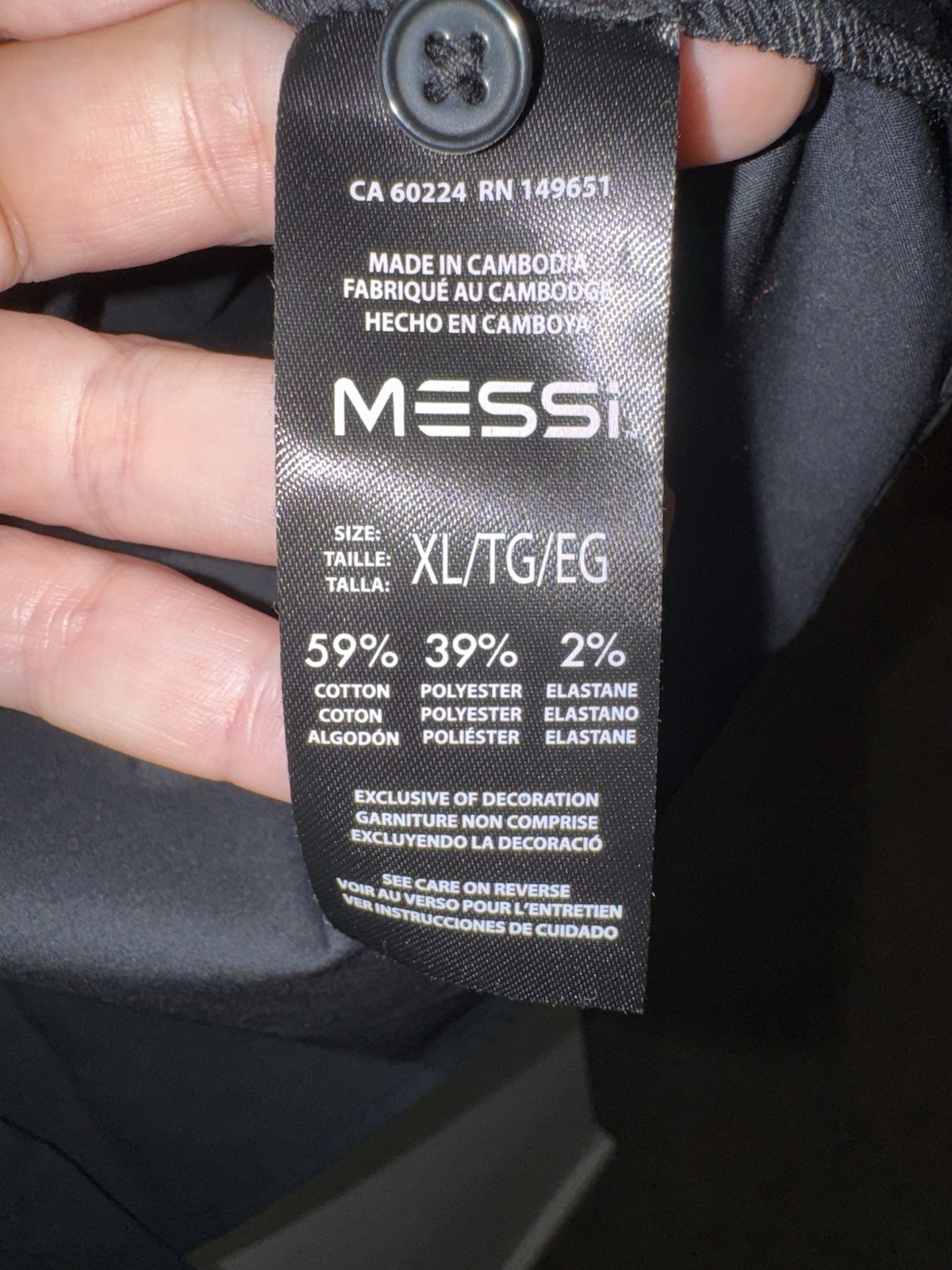 Messi Collection Men’s XL Black Solid Woven Long Sleeve Point Collar Button-Up
