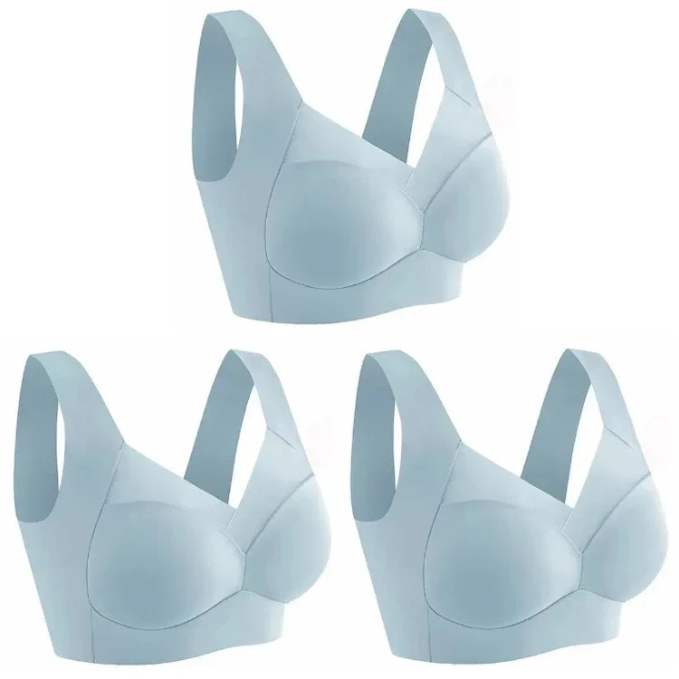 Seamless Ice Silk Sports Bra Wireless Large Size Comfort Vest Bralette 3 Pcs