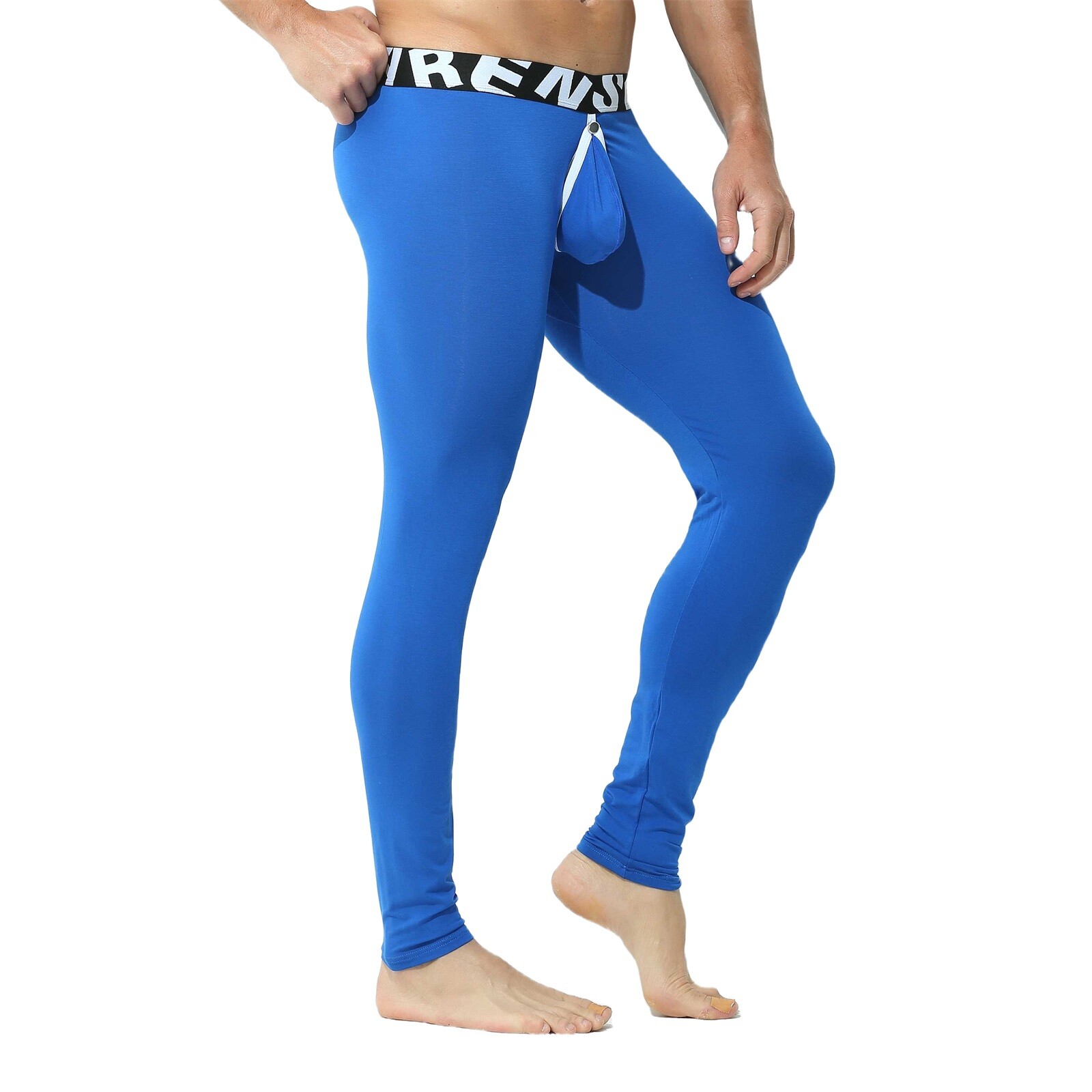 Men Sexy Thermal Long Johns Legging Pants U Convex Seperate Pouch Soft Underwear