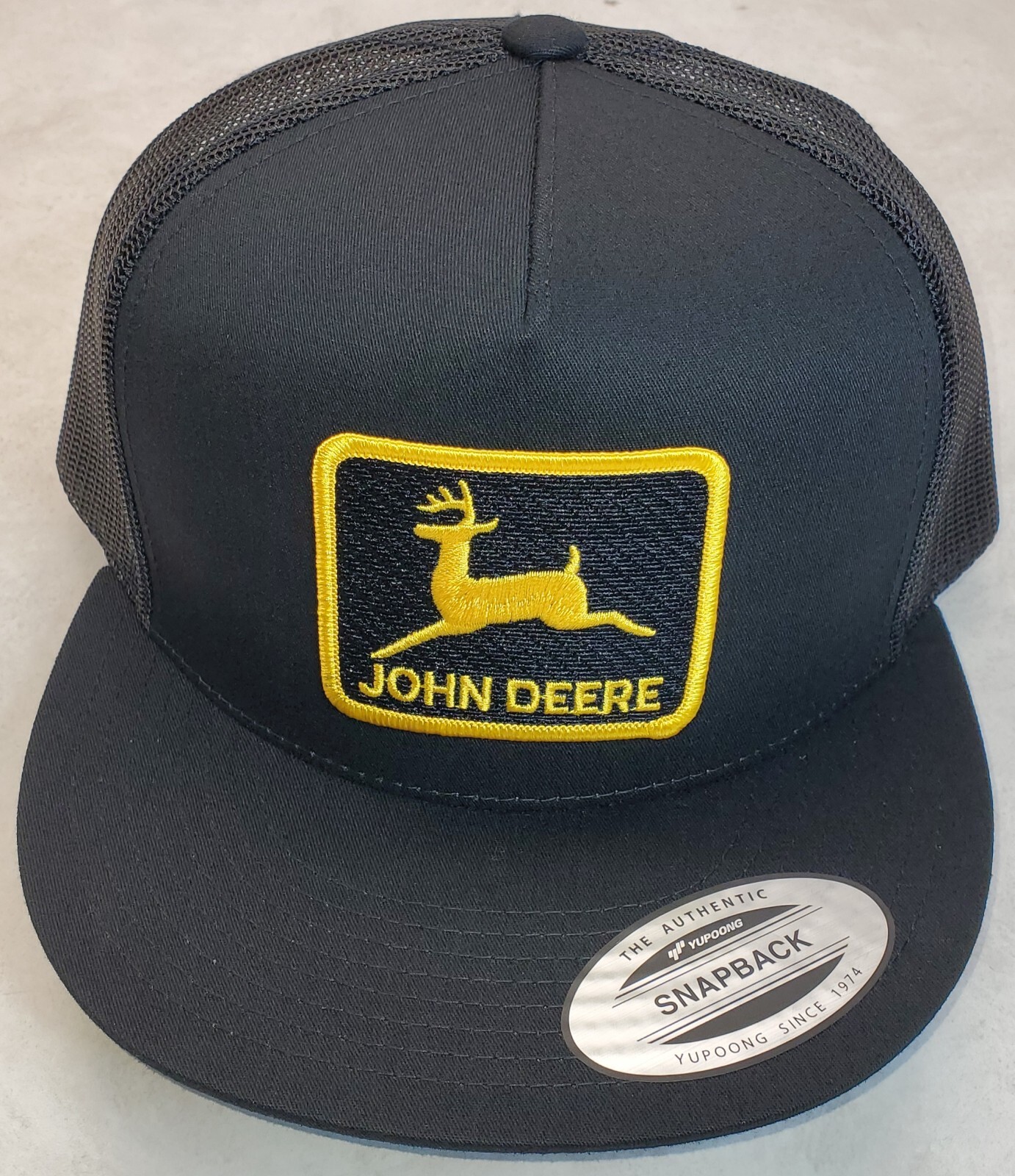 John Deere Patch Yupoong Trucker Hat / YP Classic 6006 Snapback Black/Black