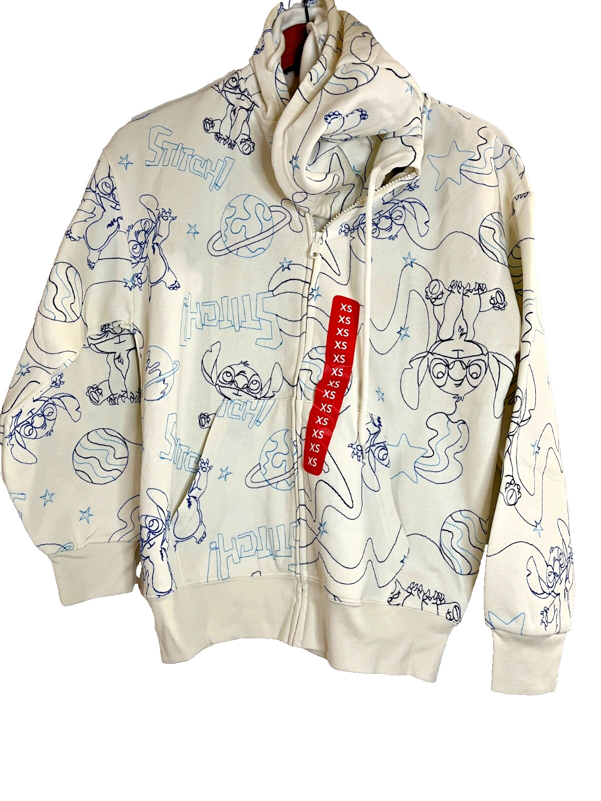 Disney Stitch Women’s Character Pockets Embroidered Zip Hoodie Jacket Upick Size