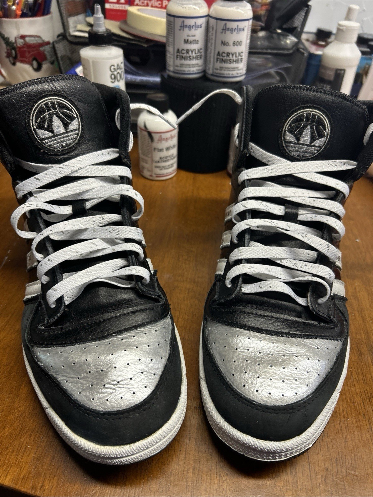 Custom adidas Top Ten RB Sz 11 San Antonio Spurs Twin Towers D Robinson & Tim D