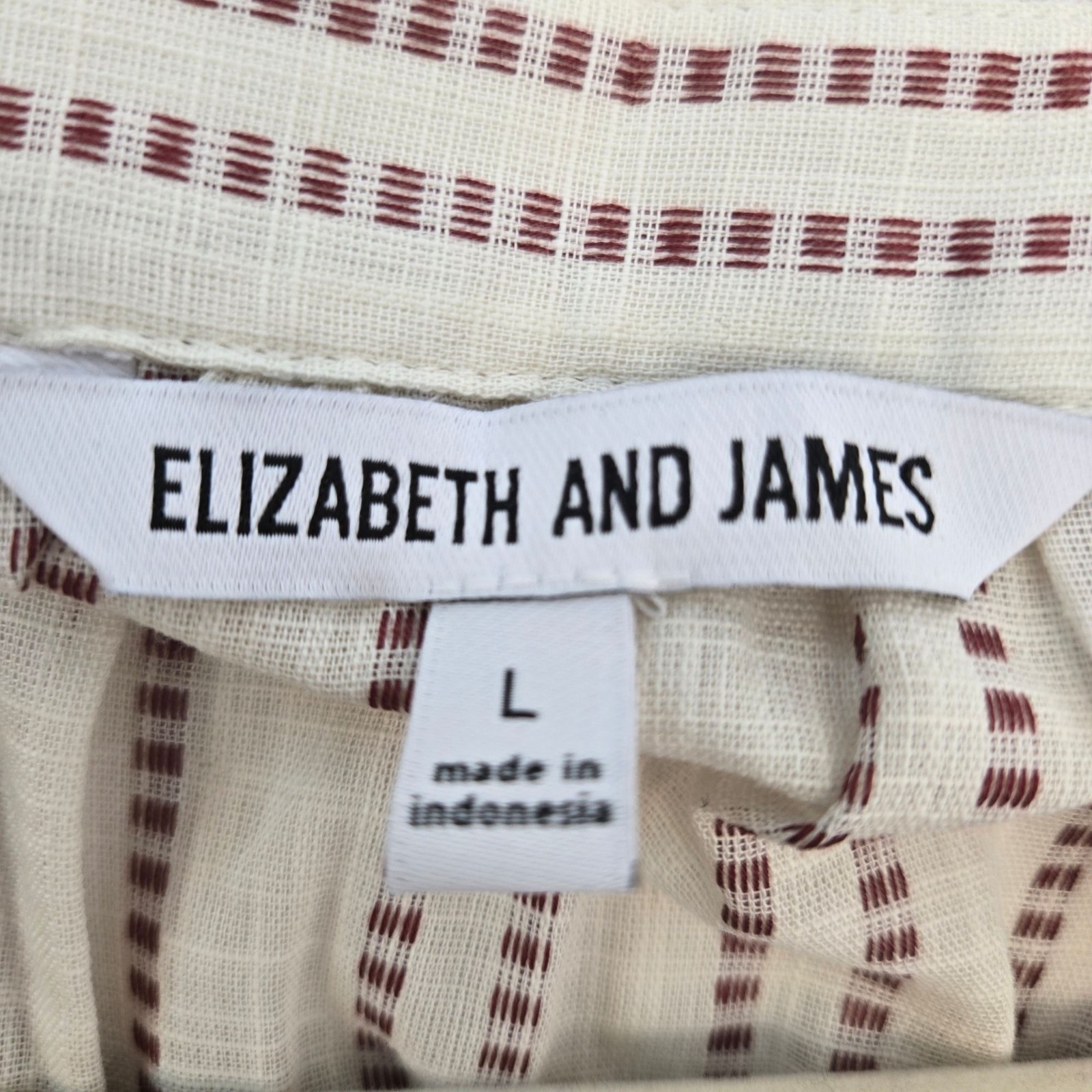 Elizabeth and James Cotton Striped Henley Blouse Size L