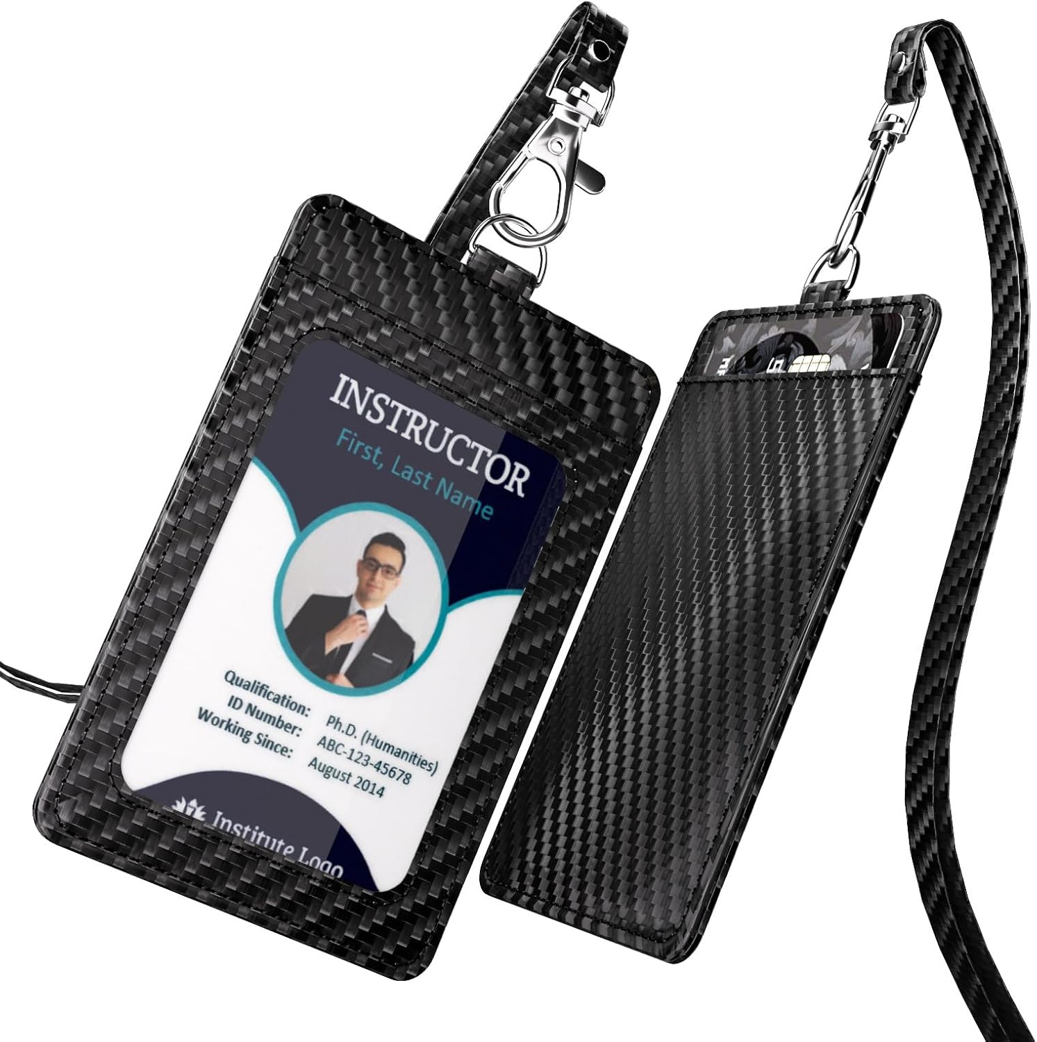 Carbon Fiber Work ID Card Holder with Lanyard Is a Stylish and Durable Card Hold
