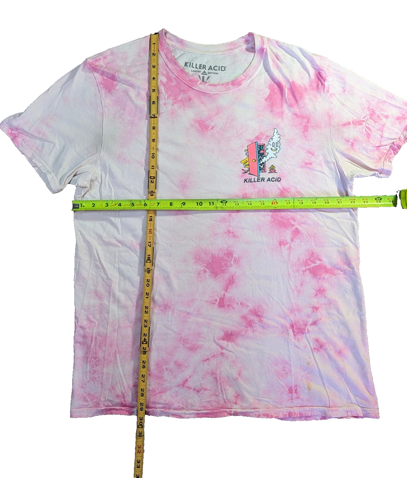 Killer Acid Limited Edition Pink Tie Dye Graphic Art T Shirt Large Psychedelic