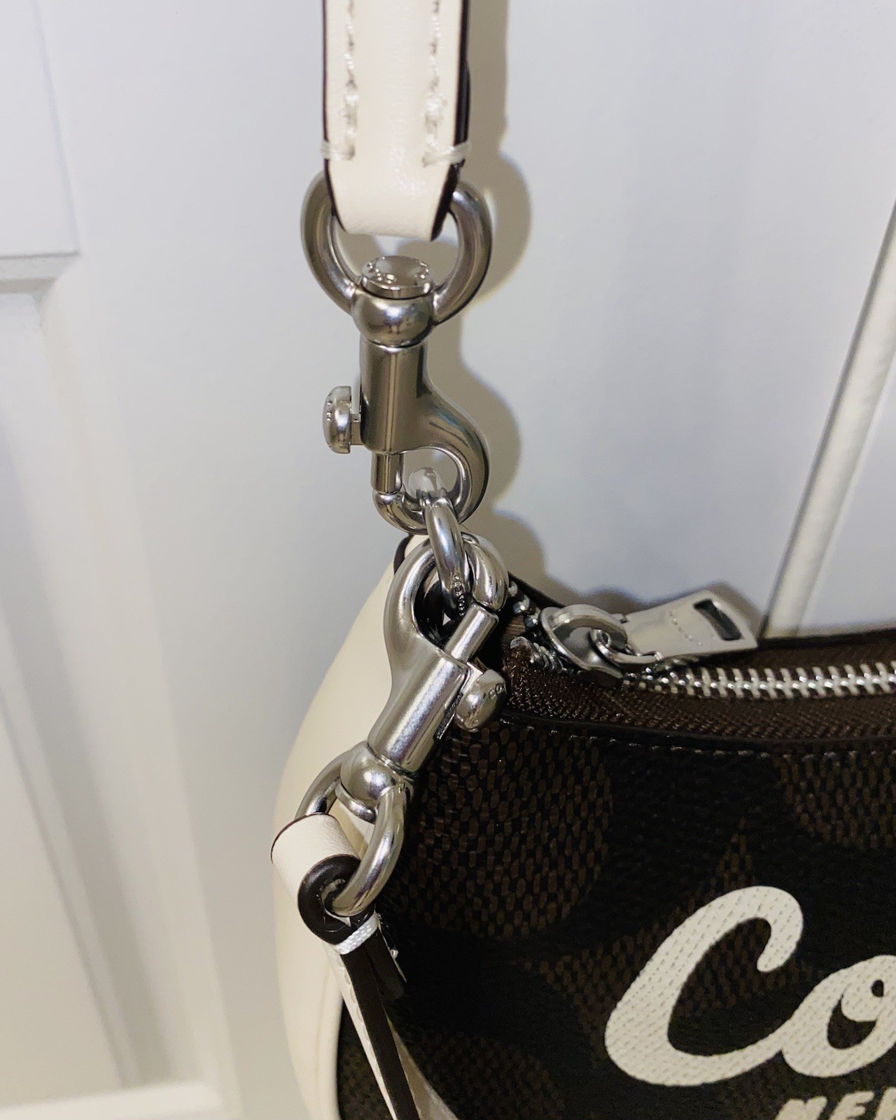 Coach Teri Mini Crossbody Leather Bag, Signature Canvas Coach Graphic, Worn Once