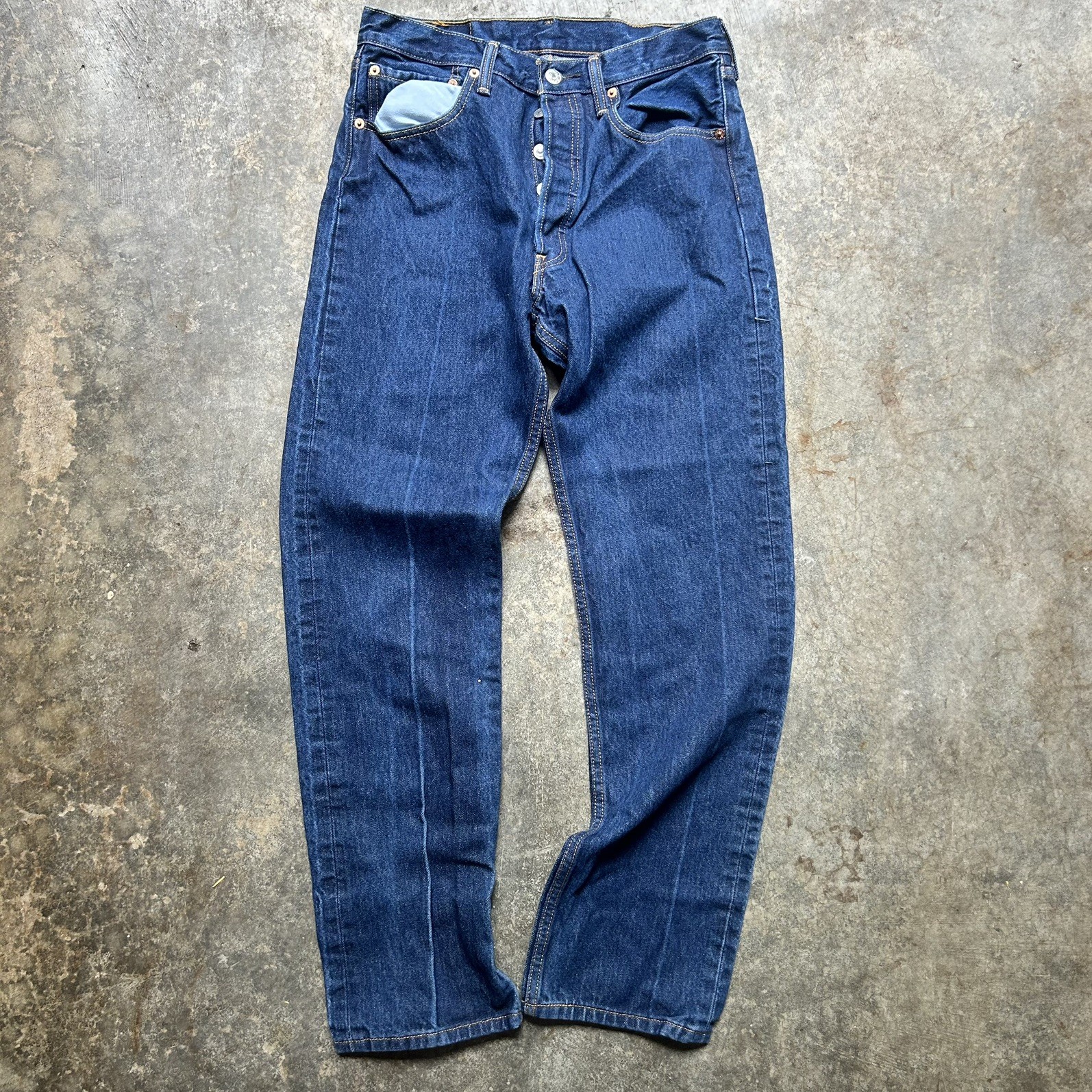 LEVI’S Premium 501 Button Fly Jeans Straight Leg Mens 32×34 blue
