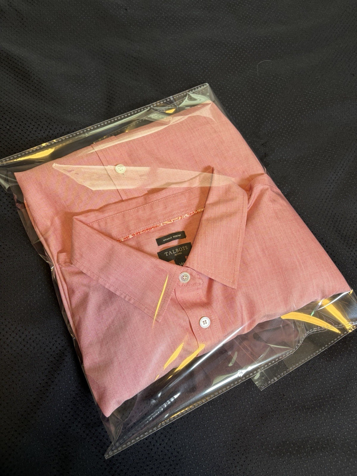 Talbots Button Up Shirt~14 Petite~Long Sleeve Pink Oxford Cotton Classic Office