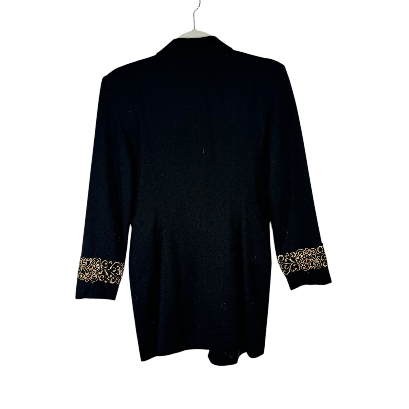 Moza New York Black Gold 100% Wool Blazer Regency Acedamia Preppy Womens 7/8