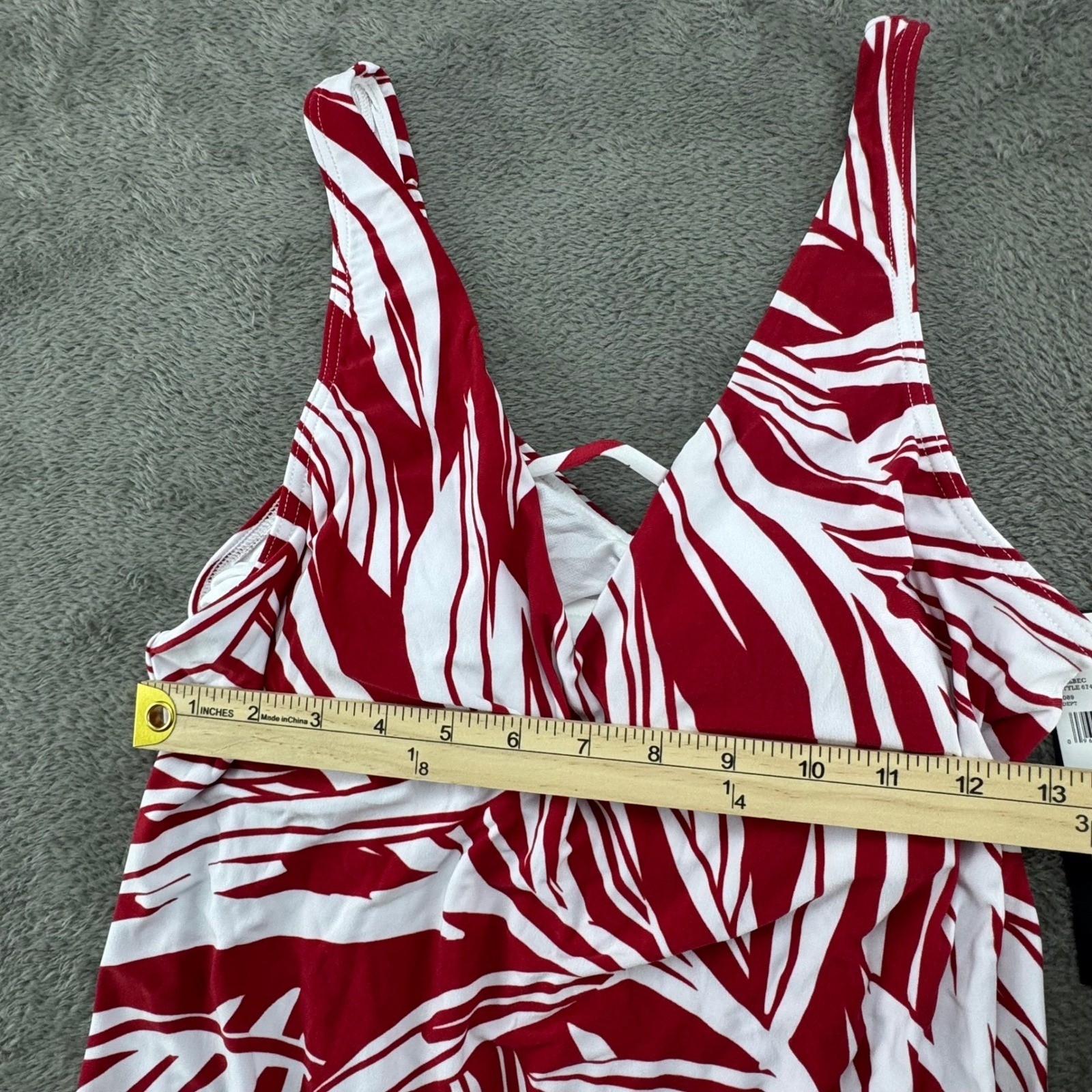 Dreamsuit by Miracle Brands Tankini Top Womens 10 Red White NEW Tropical Palm
