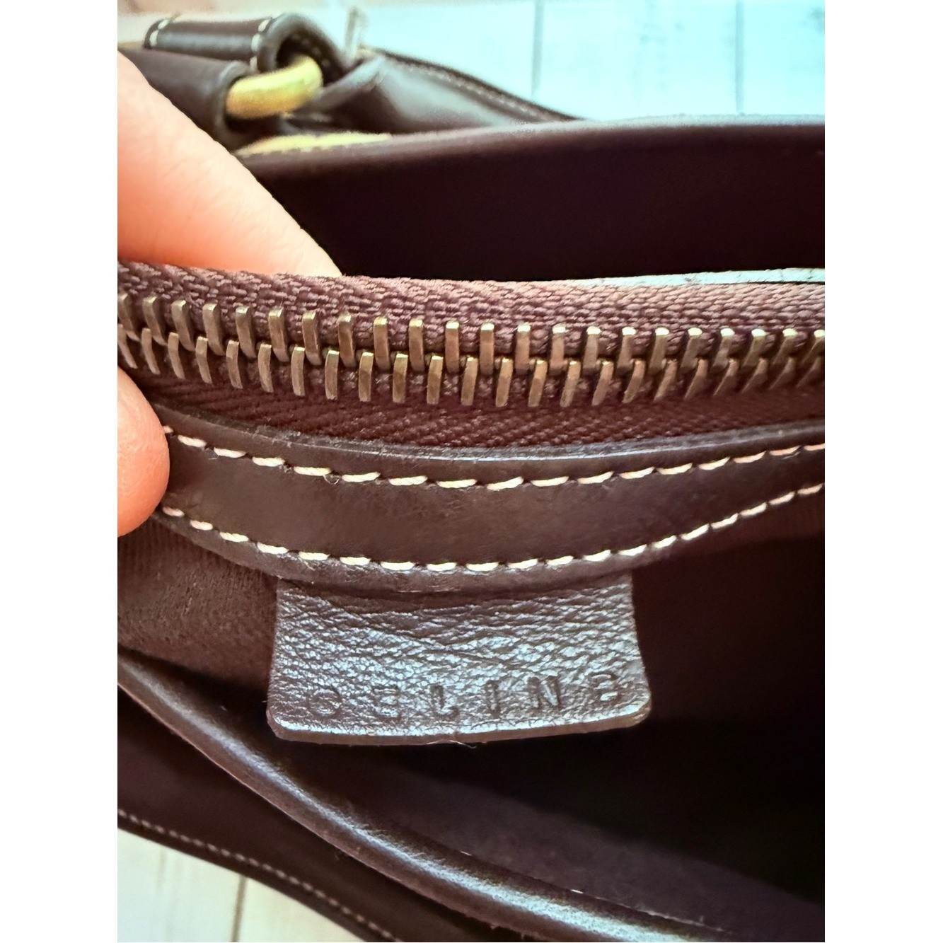 Celine | Vintage Boogie Bag in Tan C Macadam Embossed Suede