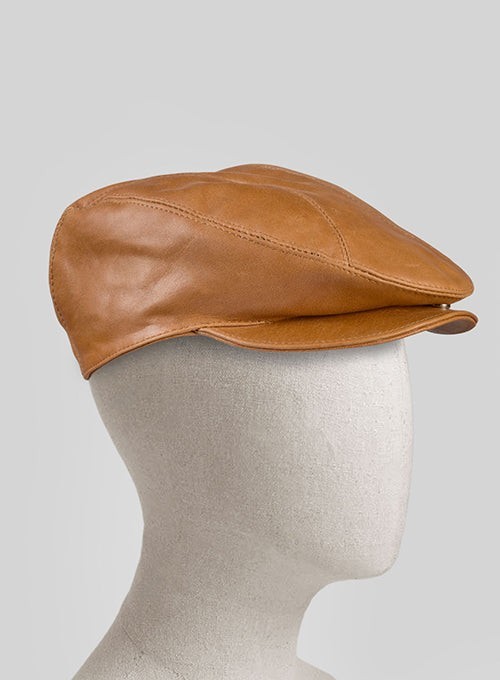 Men’s Genuine Leather Canberra Tan Cap Biker Style Head Wrap Skull Hat Handmade