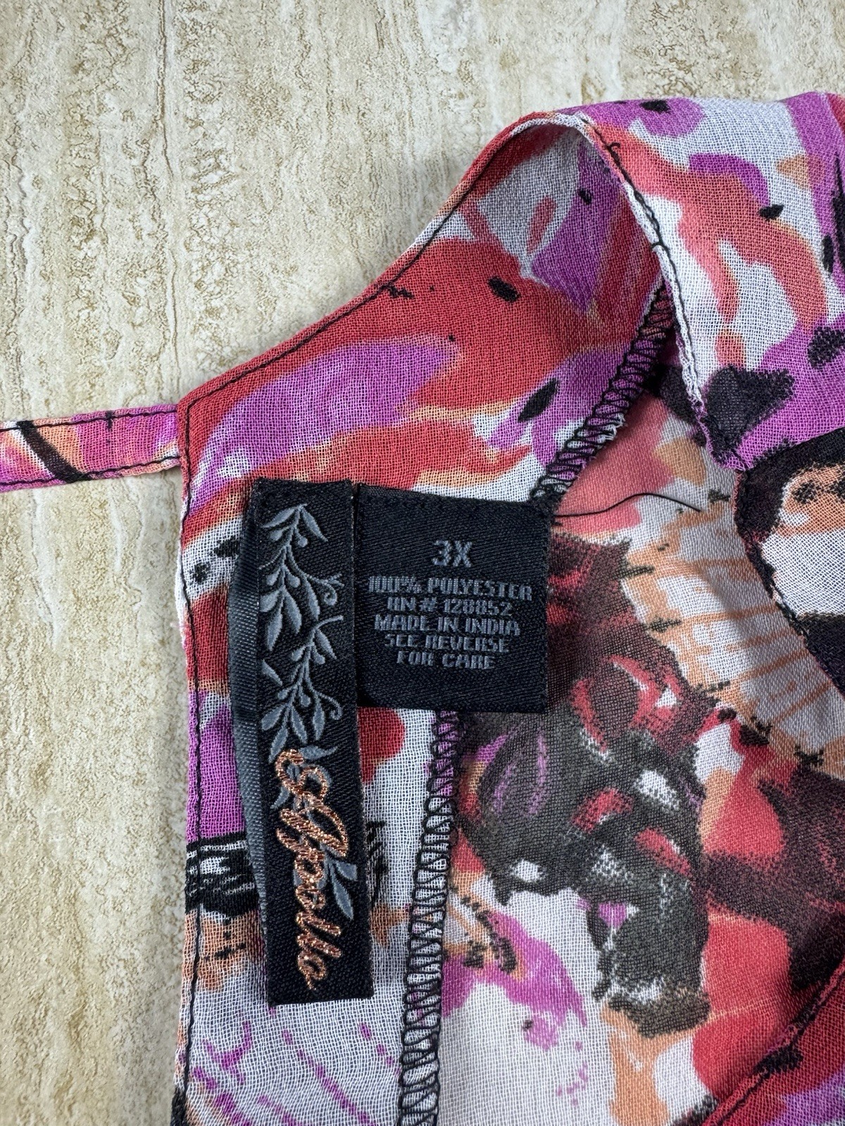 Apollo 3X Tank Top Womens Plus Multicolor Floral Butterfly High Low Sheer Blouse