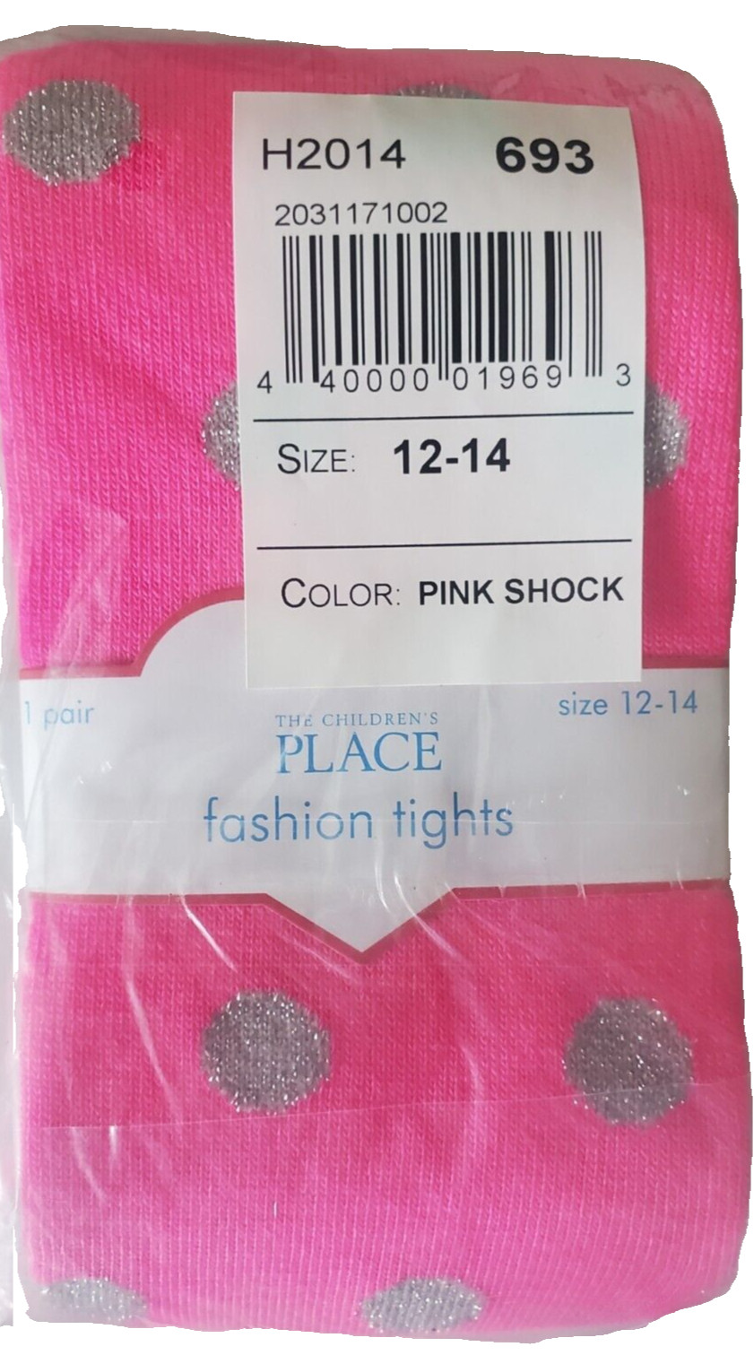 The Children’s Place Girls Fashion Tights 12-14 Pink Shock 75-100 LB 1 Pair NWT