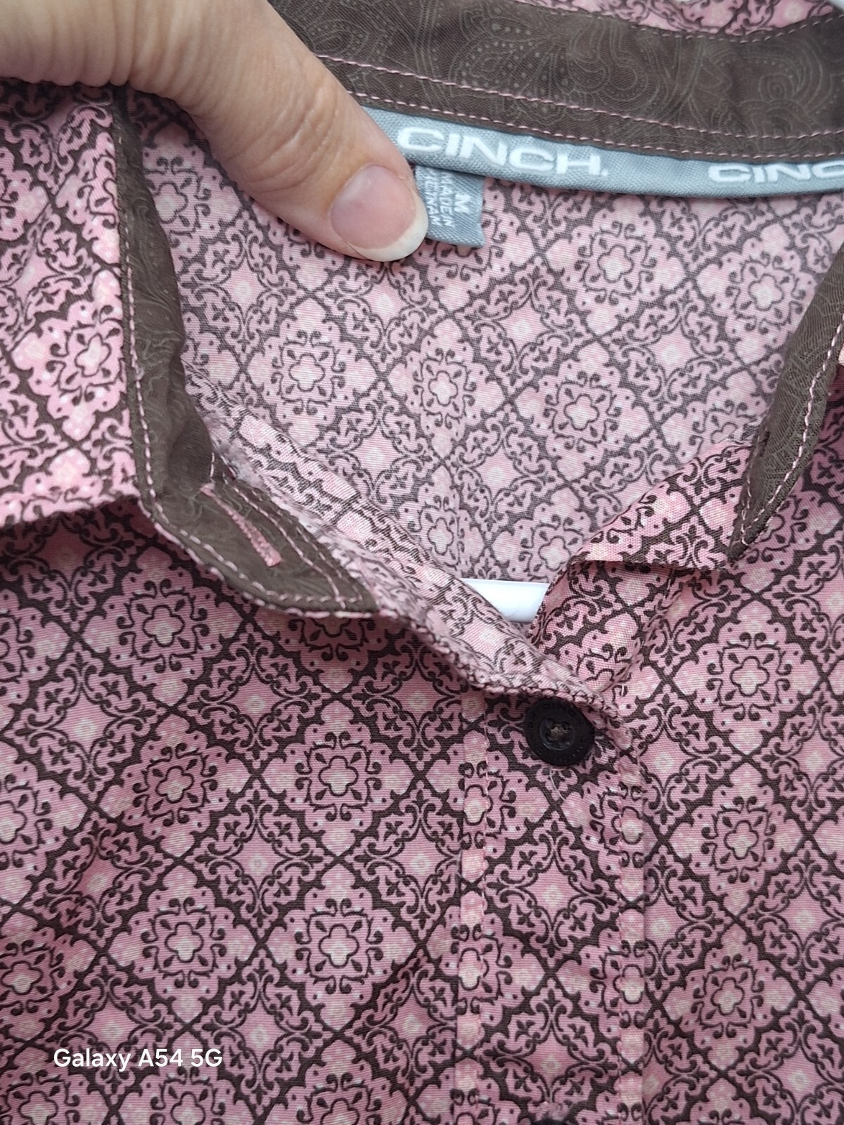 Cinch brown/pink long sleeve button up