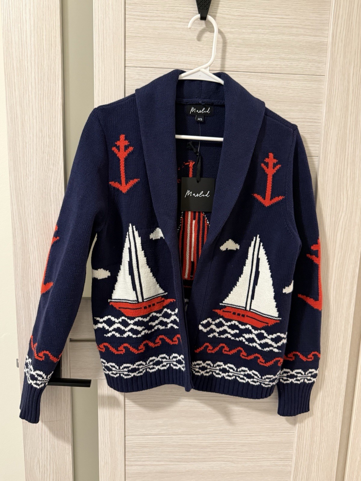 Sailboat Lodge Cardigan in Dark Navy XS