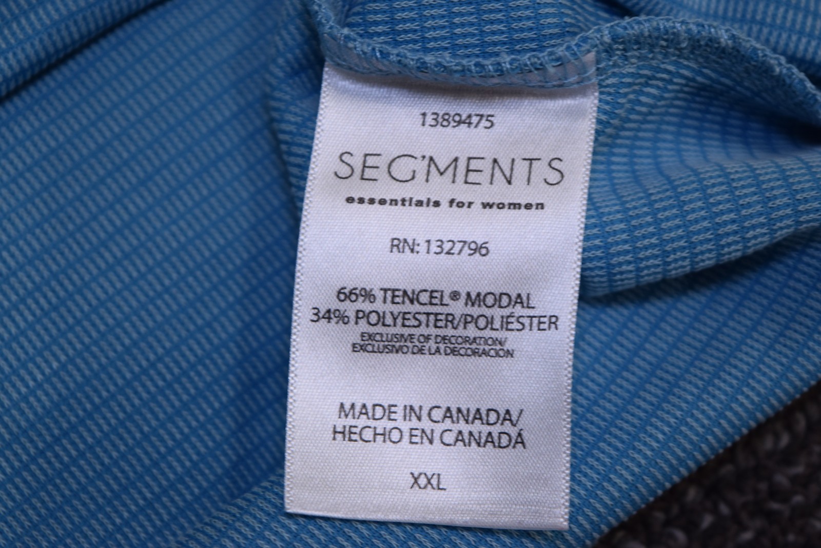 Seg’Ments Textured Knit 3/4 Sleeve V-Neck Shirt WOMENS XXL Tencel CANADA MADE
