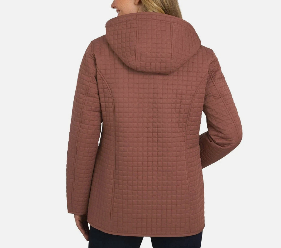 Lands’ End Women’s Inside Pocket Adjustable Hood Quilted Jacket, Red, Size L