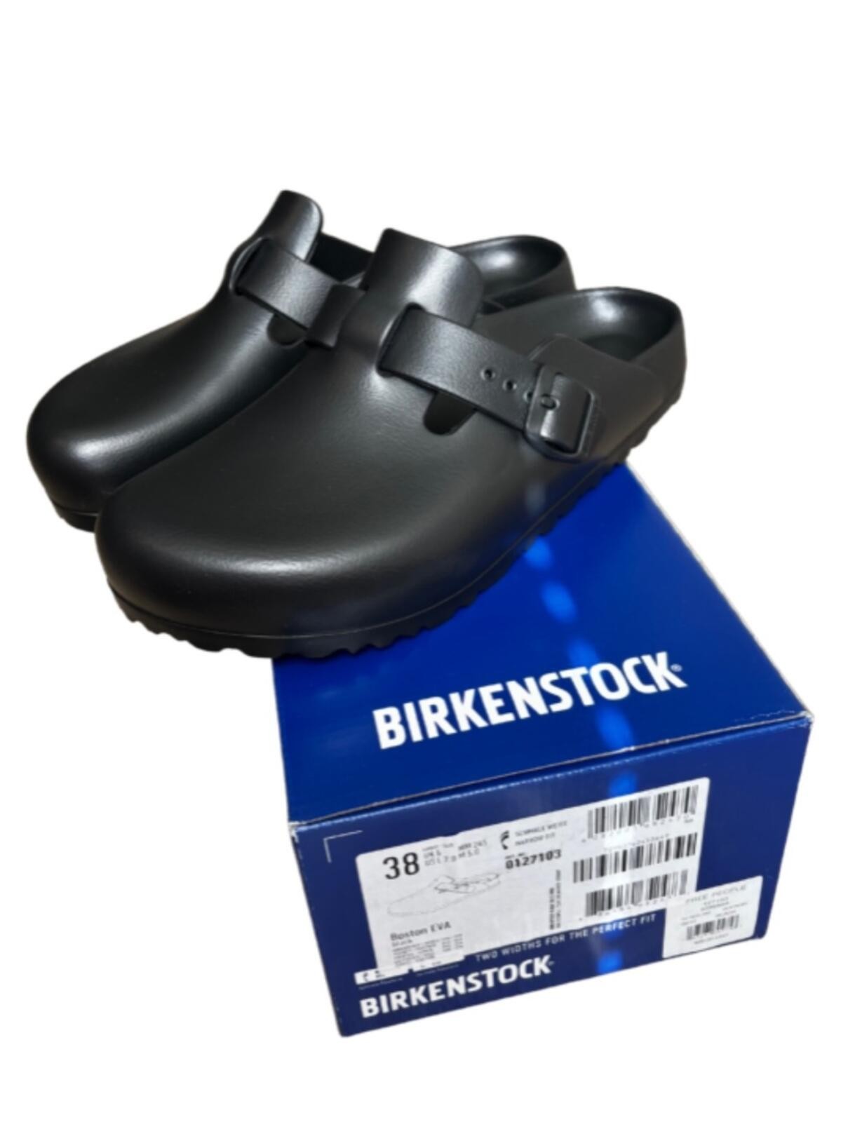 Blk Birkenstock Eva Clogs with Adjustable Strap • 38 Narrow
